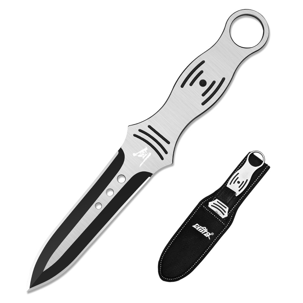CIMA A595 Full Tang Fixed Blade Tactical Survival Knife - High Carbon Steel Outdoor Camping, Hunting, Diving & Emergency Rescue Knife for Bushcraft, Hiking & Water Sports