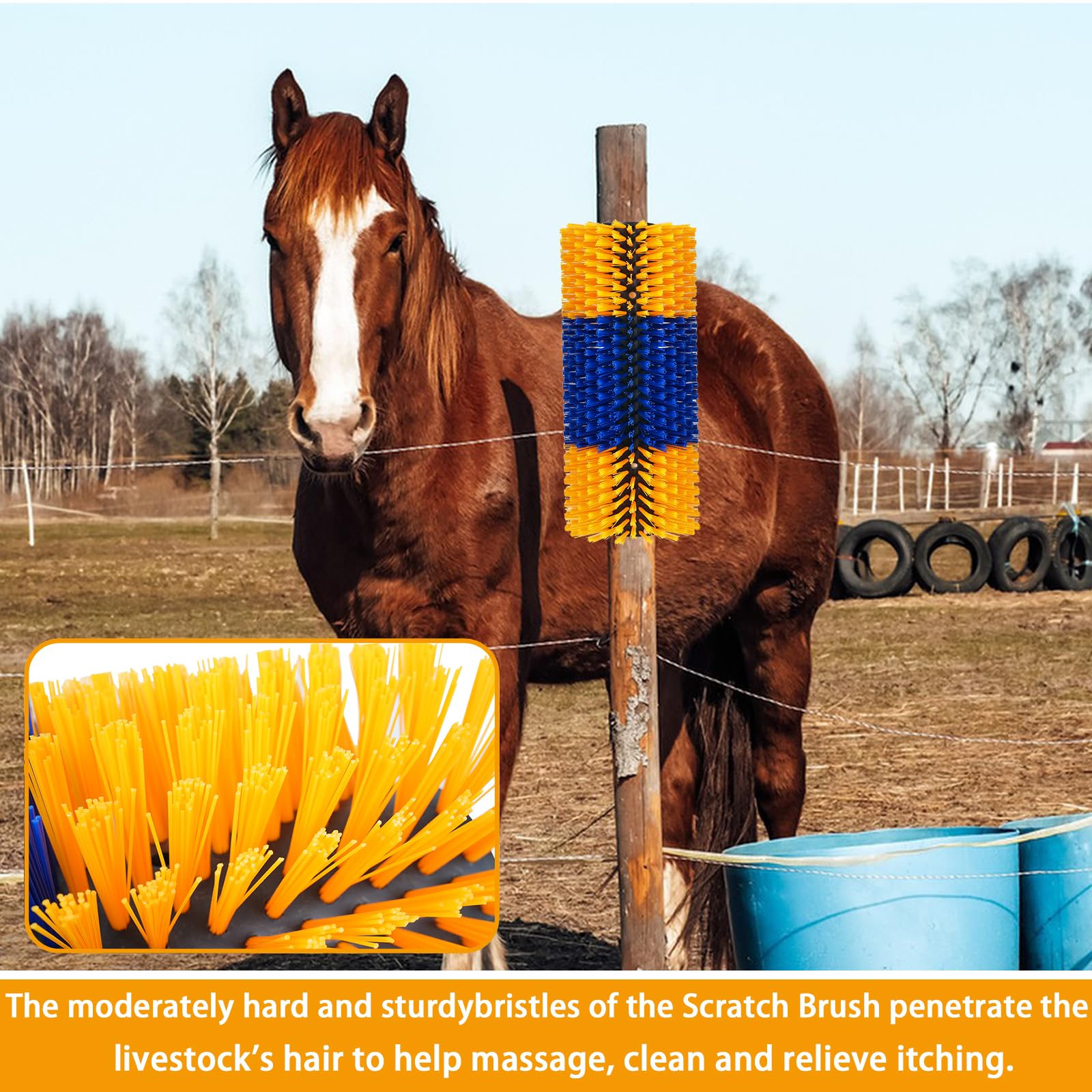 **Livestock Scratch Brushes - Cow & Horse Grooming Brush Kit for Itch Relief - Full Body Massage Brush for Cattle, Goat, Pig & Sheep - Perfect for Barn, Stable & Farm Use**