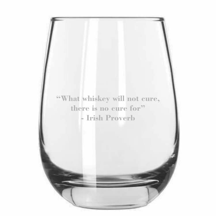 Great Whisky Quotes Etched Stemless Wine Glass - Perfect for Gifts & Parties