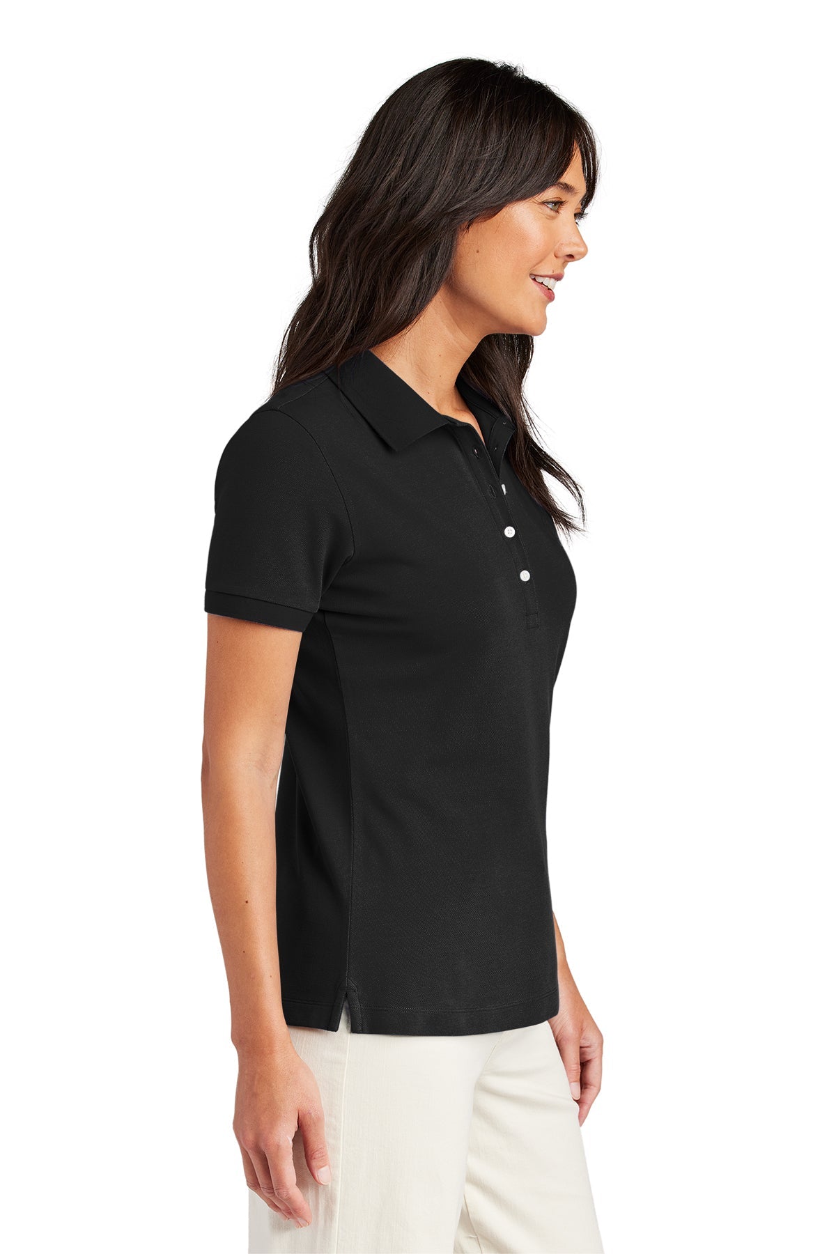 Brooks Brothers Women's Pima Cotton Pique Custom Polo Shirt - Deep Black | Premium Comfort for Work, Golf & Casual Wear
