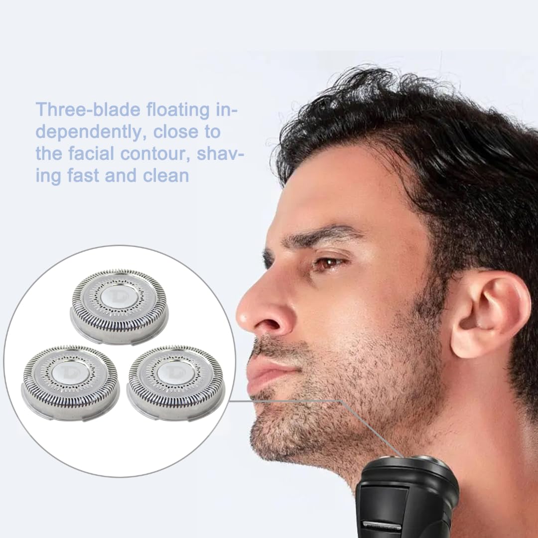 3 Pack ATIODYUUK Upgraded SH90 Replacement Blades - Compatible with Philips Shaver Series 9000 (S9xxx) & 8000 - Precision Trimmer Heads for Smooth Shaving at Home or Travel