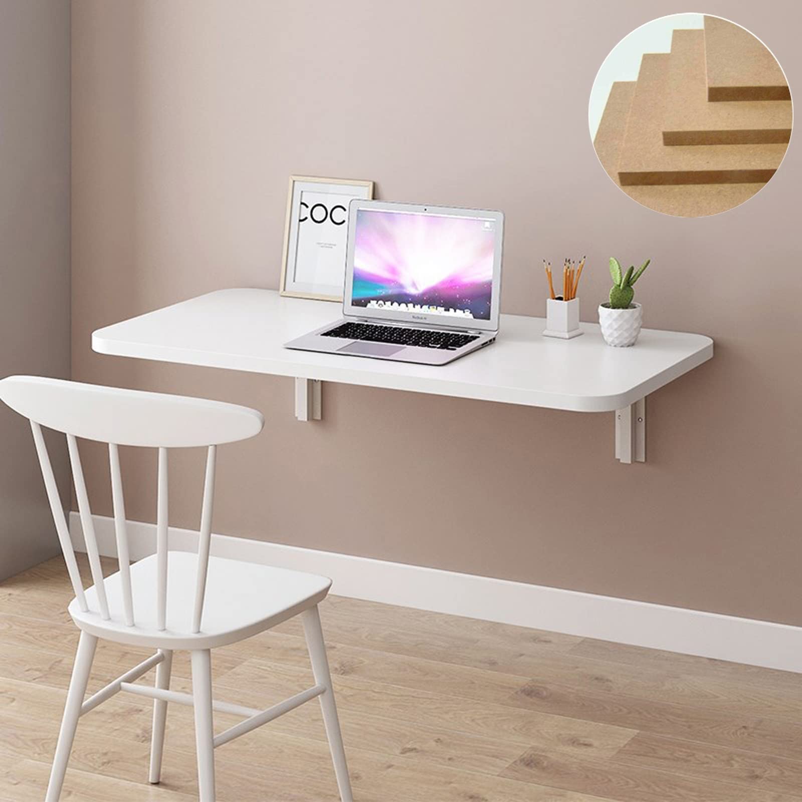 Foldable Wall Mounted Drop Leaf Table - Compact Computer Desk & Study Table (20