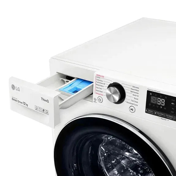LG 12kg Front Load Washing Machine with Smart Inverter Technology - Energy Efficient White Washer WV9 1412W for Large Families & Laundry Rooms