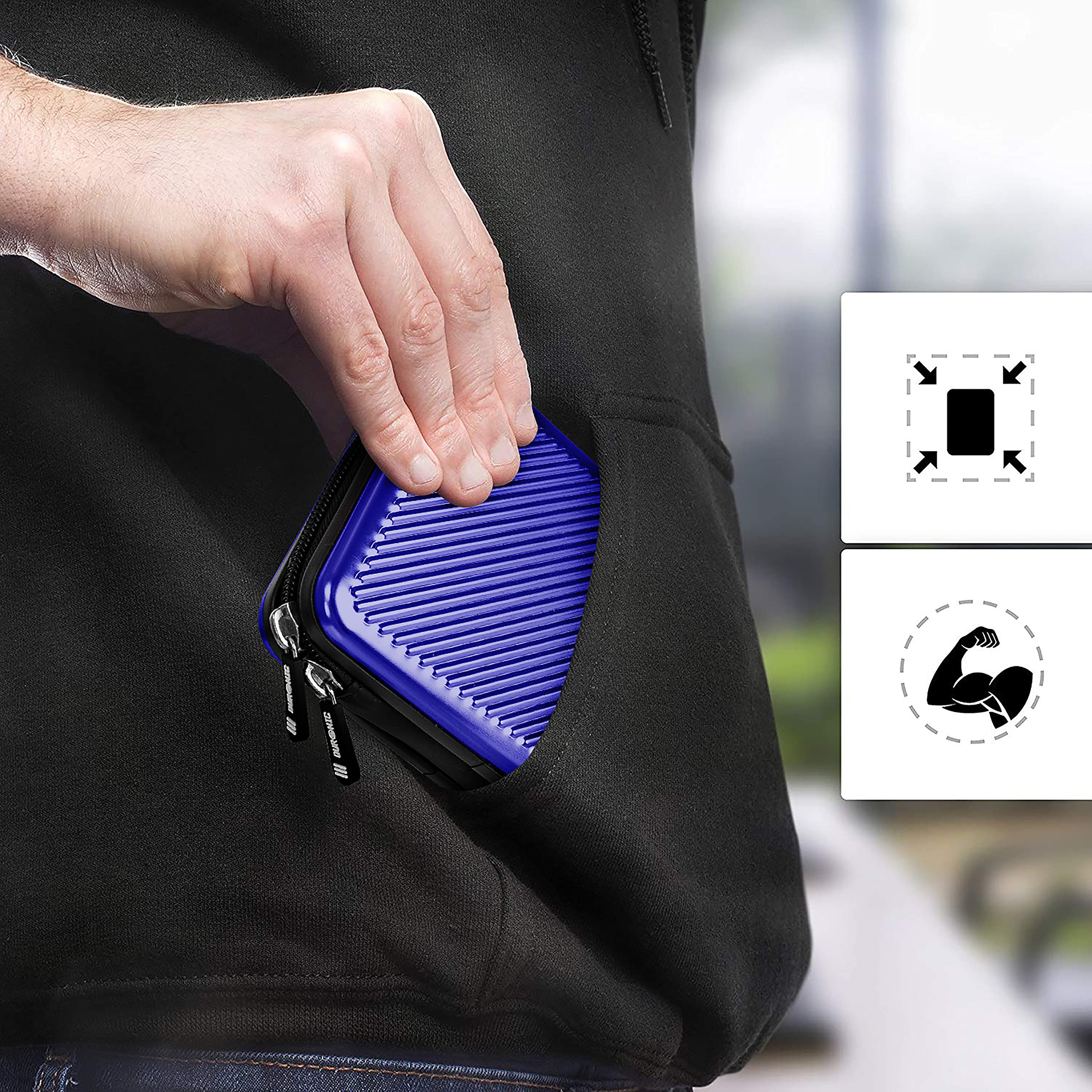 Duronic HDC3 Aluminum Hard Drive Case - Portable Protective Storage Pouch for External Hard Drives & Cables (Blue) | Lightweight & Durable | Compatible with WD, Toshiba, Seagate, Samsung | Perfect for Travel, Office & Data Backup