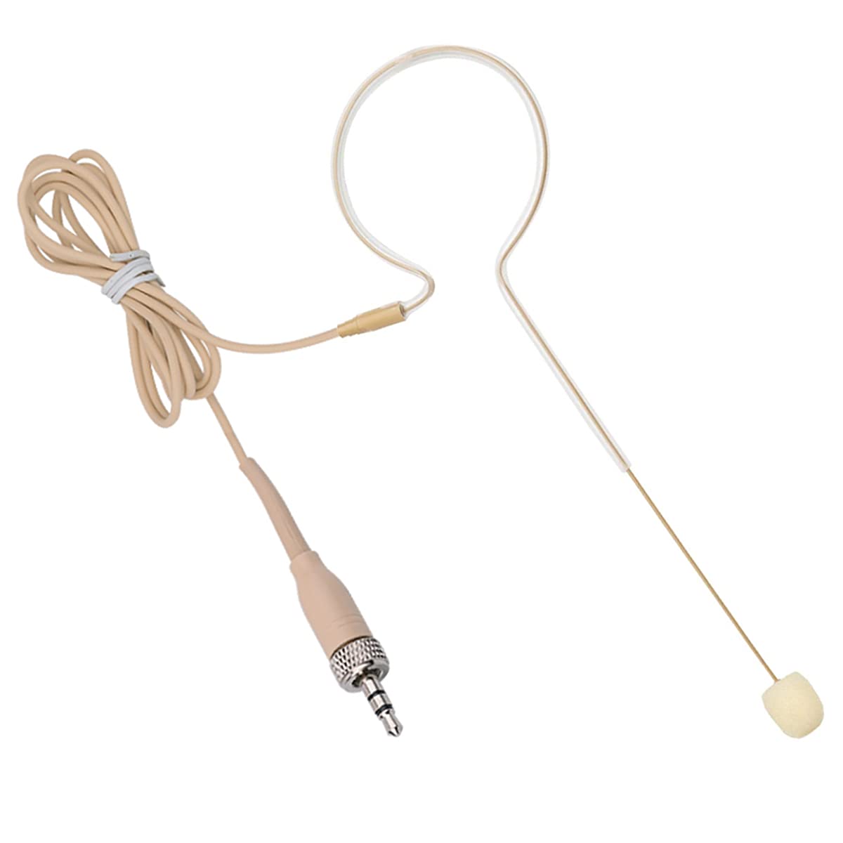 Professional Single Ear Headset Microphone with Omnidirectional Condenser Mic - Compatible with Sennheiser Wireless Systems, 1.2m Cable & 3.5mm Female Screw Plug - Ideal for Live Performances, Public Speaking, and Broadcast Studios