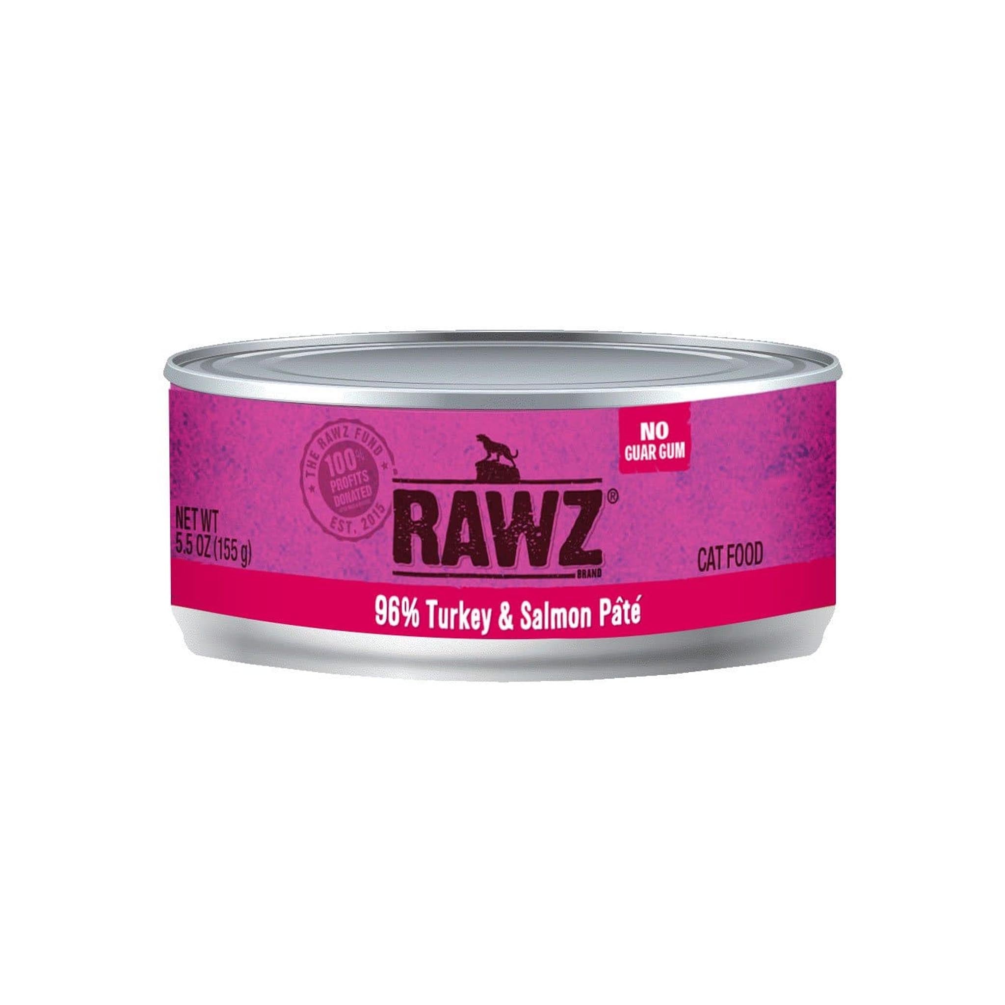 RAWZ 96% Turkey & Salmon Pate Grain-Free Wet Cat Food - High Protein Natural Recipe for Adult Cats - Perfect for Picky Eaters & Sensitive Stomachs