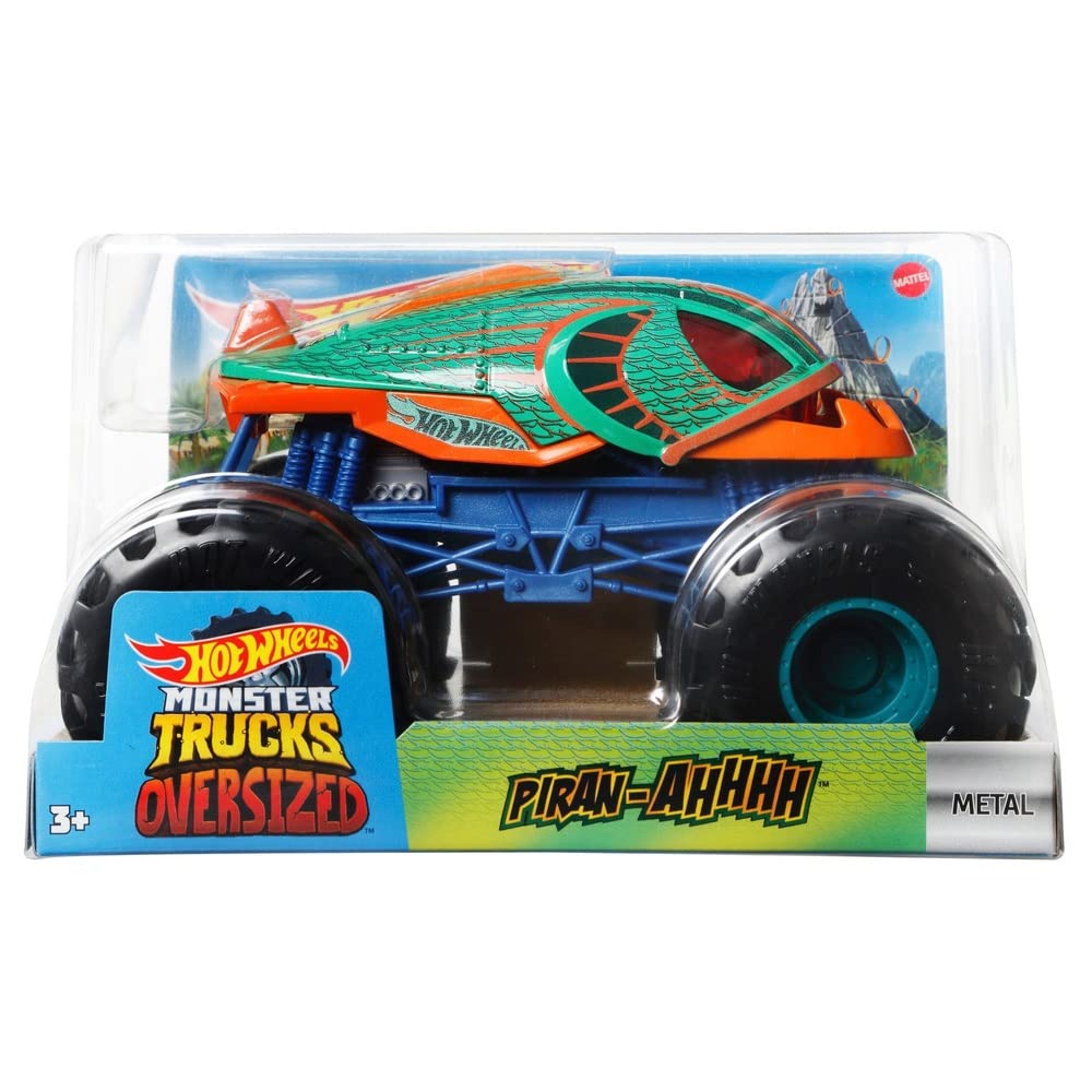 Hot Wheels Monster Trucks 1:24 Scale Piran-Ahhh Vehicle - Die-Cast Toy Car for Kids & Collectors - Perfect for Playtime, Racing & Display