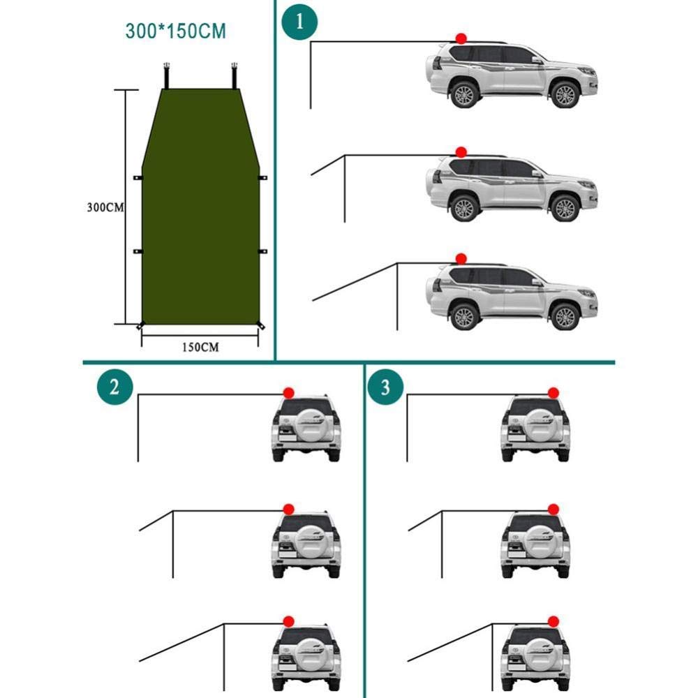 **Waterproof Portable Car Roof Top Tent 440x200cm - Heavy Duty Rooftop Camping Tent with Rain Canopy & Sunroof for Outdoor Adventures, Road Trips & Overlanding**
