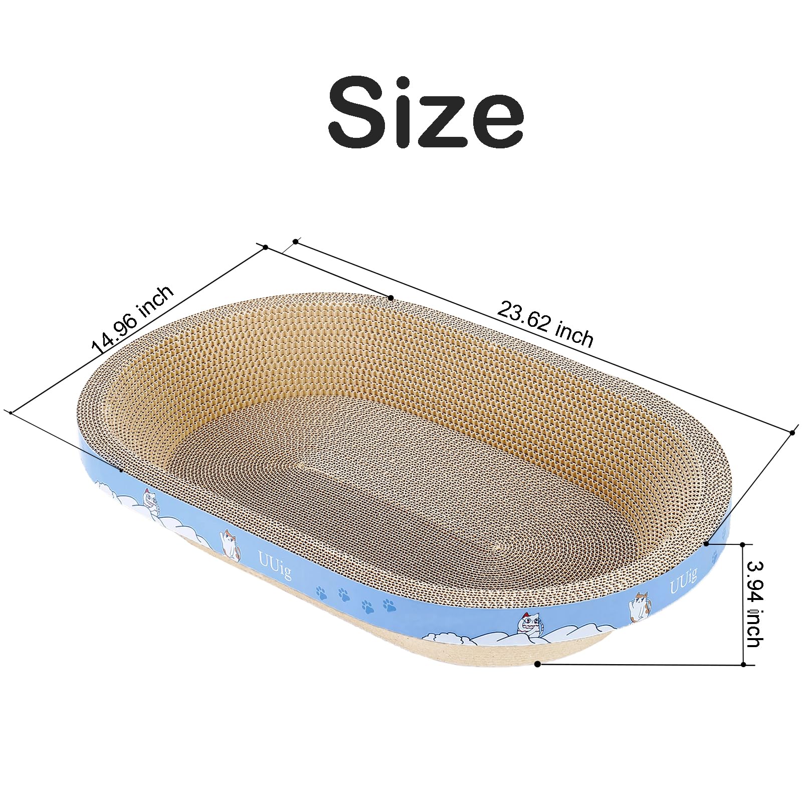 Premium Cardboard Cat Scratcher for Indoor Cats - 23.6x14.9 Inch Large Oval Scratching Pad with Catnip | Durable Cat Scratch Board & Comfy Bed for Play, Relaxation & Nail Care - Perfect for Living Rooms, Bedrooms & Pet-Friendly Spaces