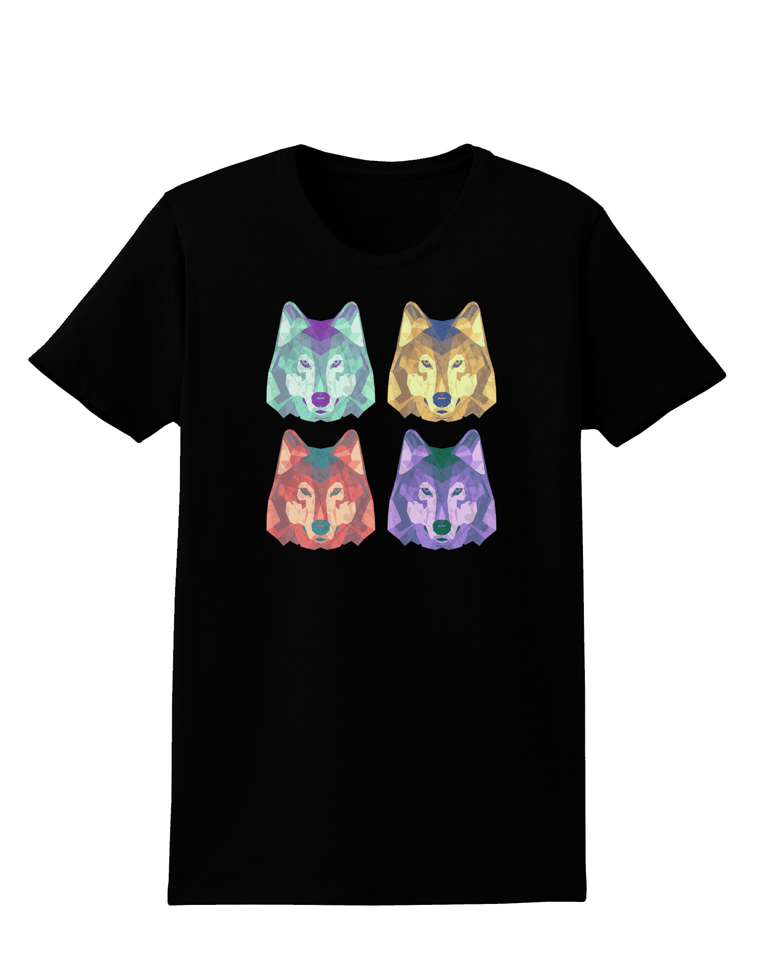 TOOLOUD Geometric Wolf Head Pop Art Women's Dark T-Shirt | Vintage Graphic Tee for Casual Wear, Street Style & Music Festivals
