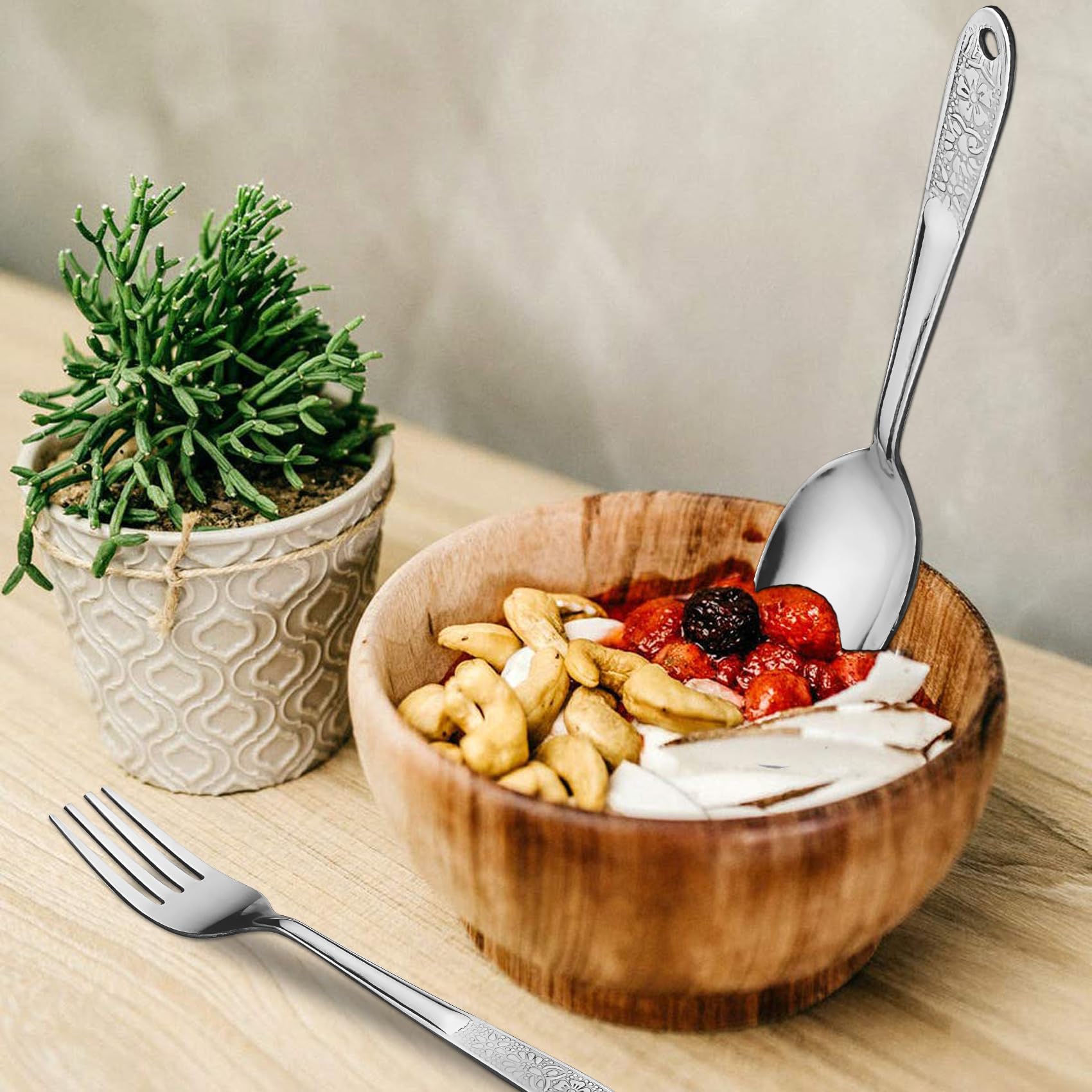 Premium 25-Piece Stainless Steel Cutlery Set for Home & Kitchen - Includes 6 Dinner Spoons, 6 Teaspoons, 6 Forks, 6 Soup Spoons - Elegant Silver Dining Tableware for Everyday Meals, Dinner Parties & Restaurant-Style Presentation