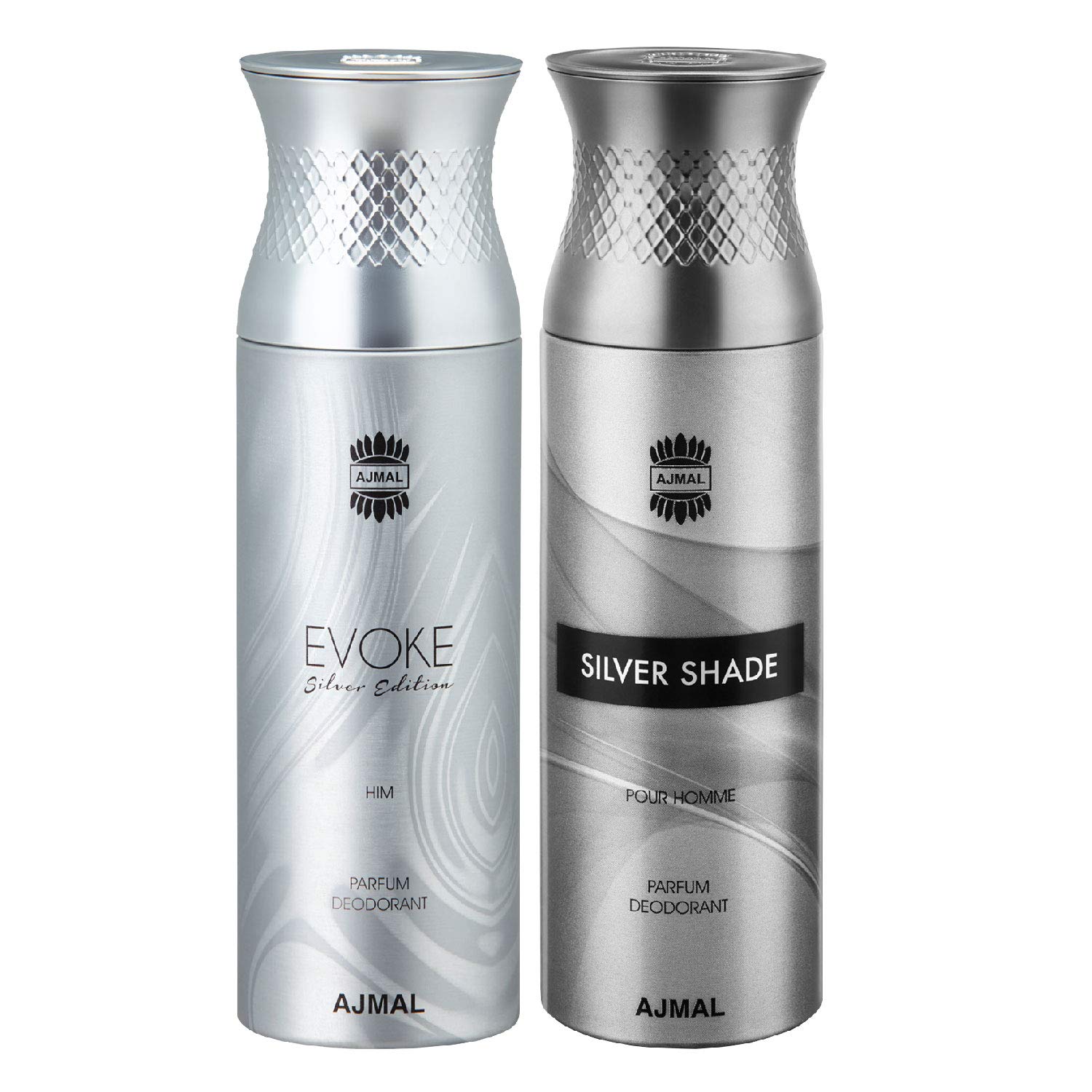 Ajmal Evoke Silver Him & Silver Shade Deodorant for Men - 2 Pack (200ml Each) | Long-Lasting Fragrance & Freshness | Perfect for Gym, Office & Daily Use