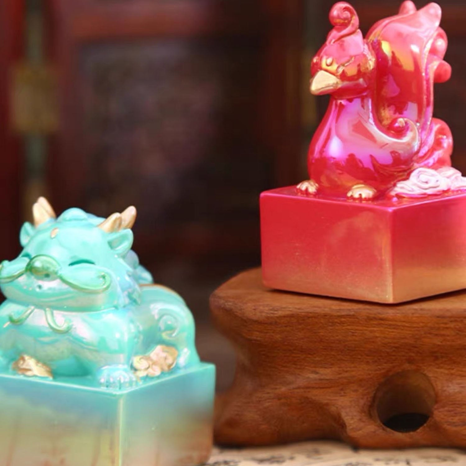 Dragon Jade Seal Series Blind Box - Collectible Miniature Figurines for Home Decor, Office Display & Gift Giving