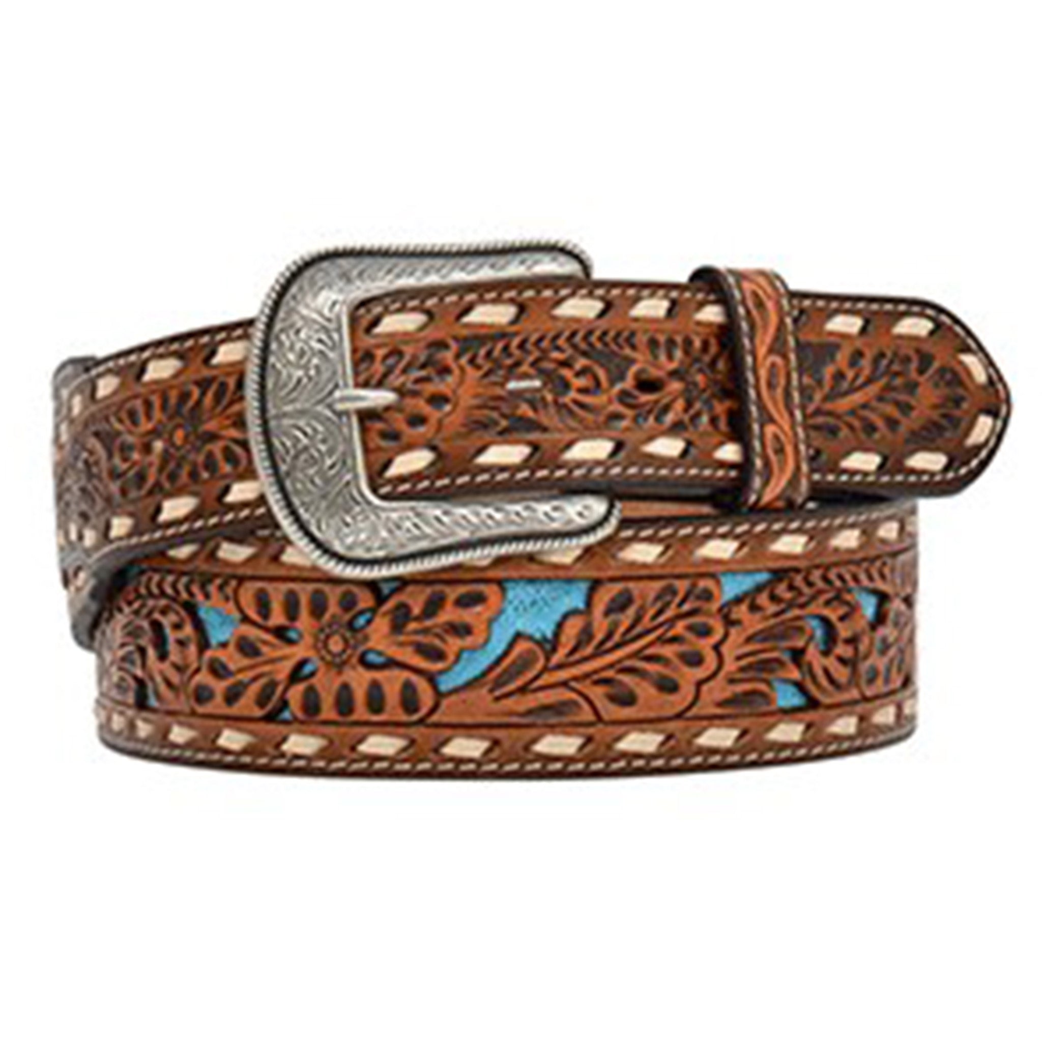3D Belt Co. Men's Natural Floral Leather Belt - Stylish & Durable Waistband for Casual Wear, Office & Special Occasions