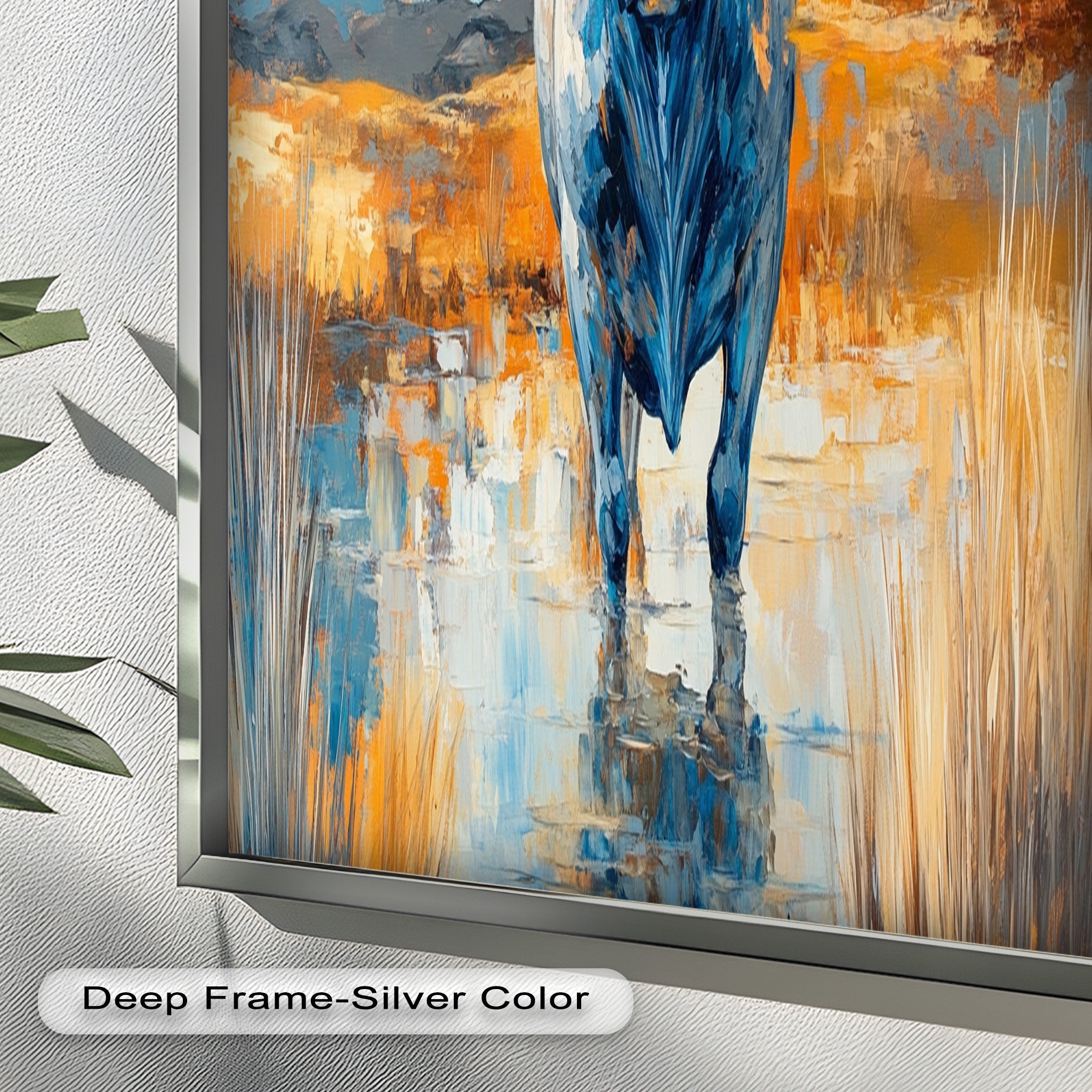 Blue Desert Bull - Hand Painted Animal Oil Canvas Artwork | Western Wildlife Decor for Living Room, Bedroom & Office