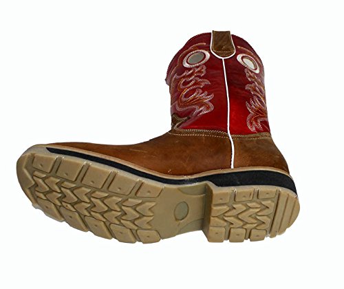 **Men's Genuine Cowhide Leather Cowboy Boots - Square Toe Western Rodeo Boots for Country Riding, Line Dancing & Outdoor Adventures**