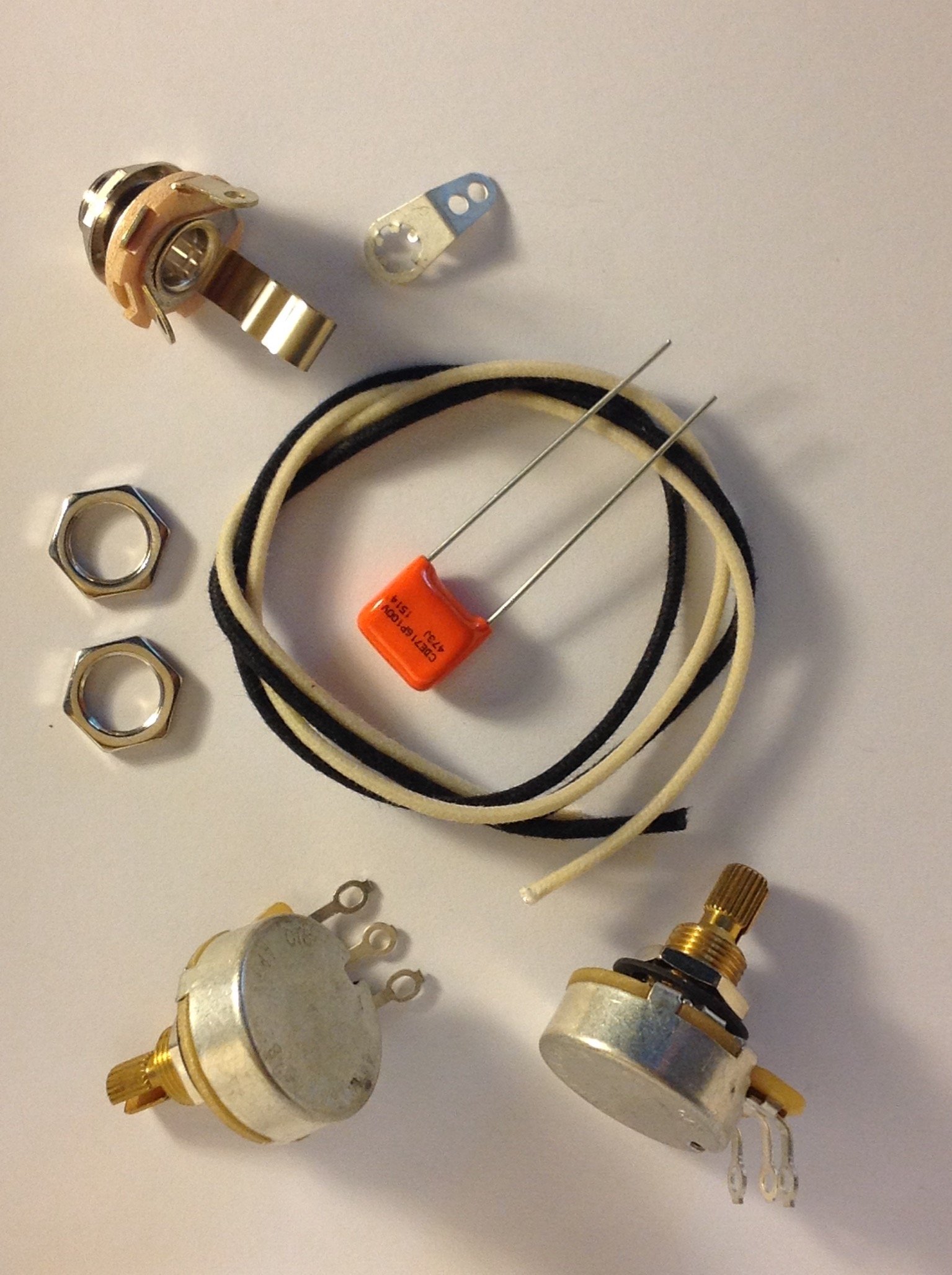 Premium Axegrinderz P Bass Wiring Kit with CTS 450G Pots & .047uf 716P Orange Drop Capacitor – Perfect for DIY Guitar Upgrades & Professional Bass Repairs