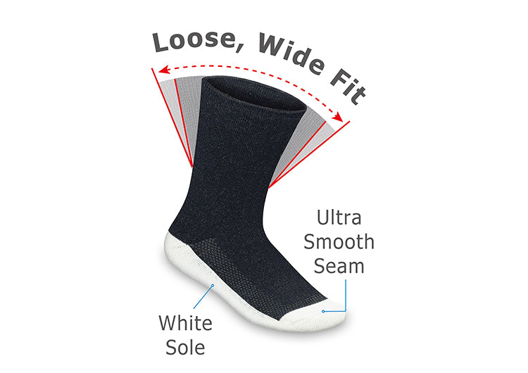 Diabetic Socks with Padded Sole for Women & Men - Black - Comfortable Non-Binding Socks for Diabetes Foot Care - Perfect for Daily Wear, Walking & Travel
