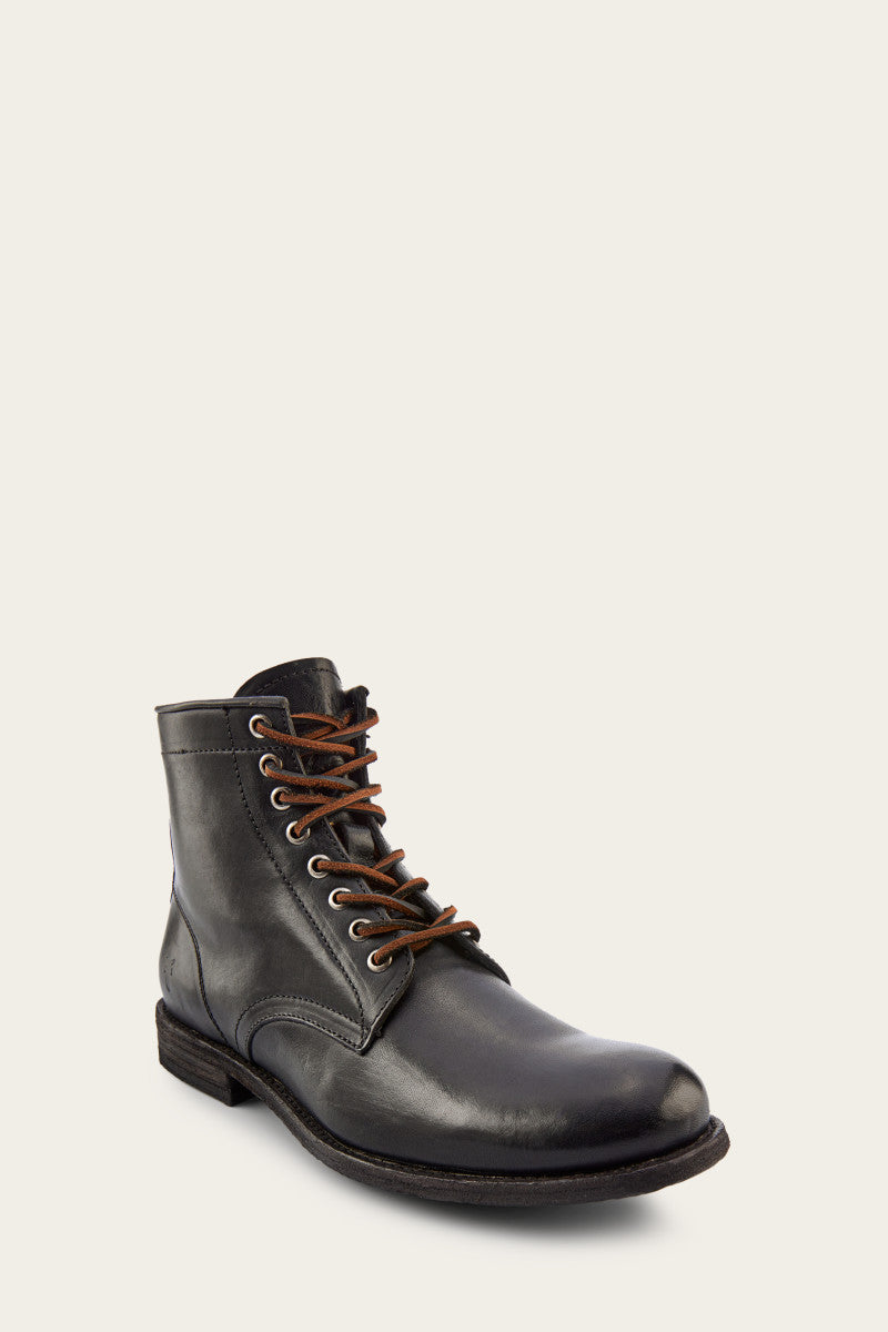 Tyler Black Lace Up Boots for Men - Stylish & Comfortable Leather Shoes for Casual Wear, Work & Outdoor Activities