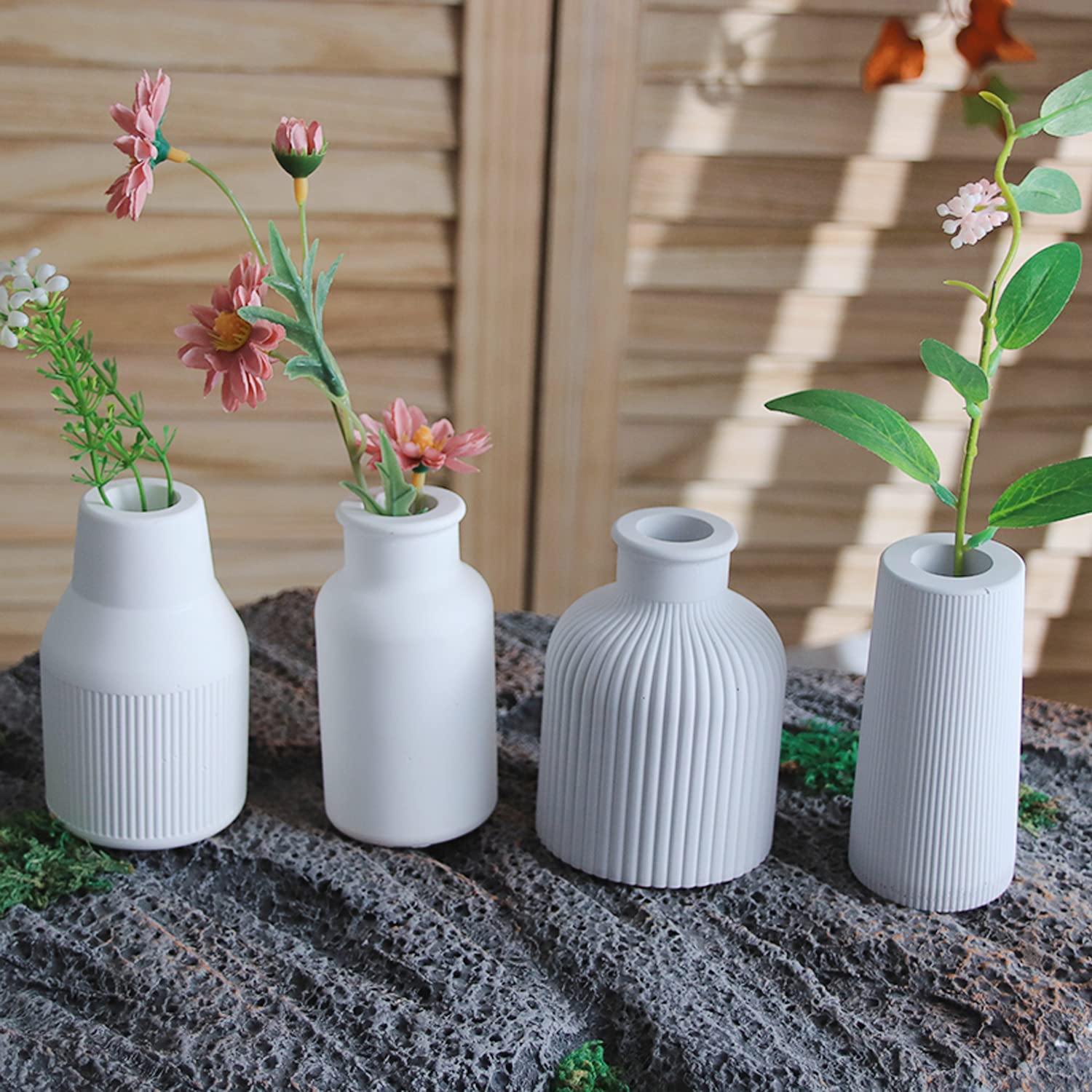 Woohome 4-Piece Silicone Vase Molds for Epoxy Resin Casting - DIY Flower Containers, Makeup Brush Holders, Pen Organizers & Home Decor - Perfect for Crafting, Wedding Centerpieces & Office Desk Decorations