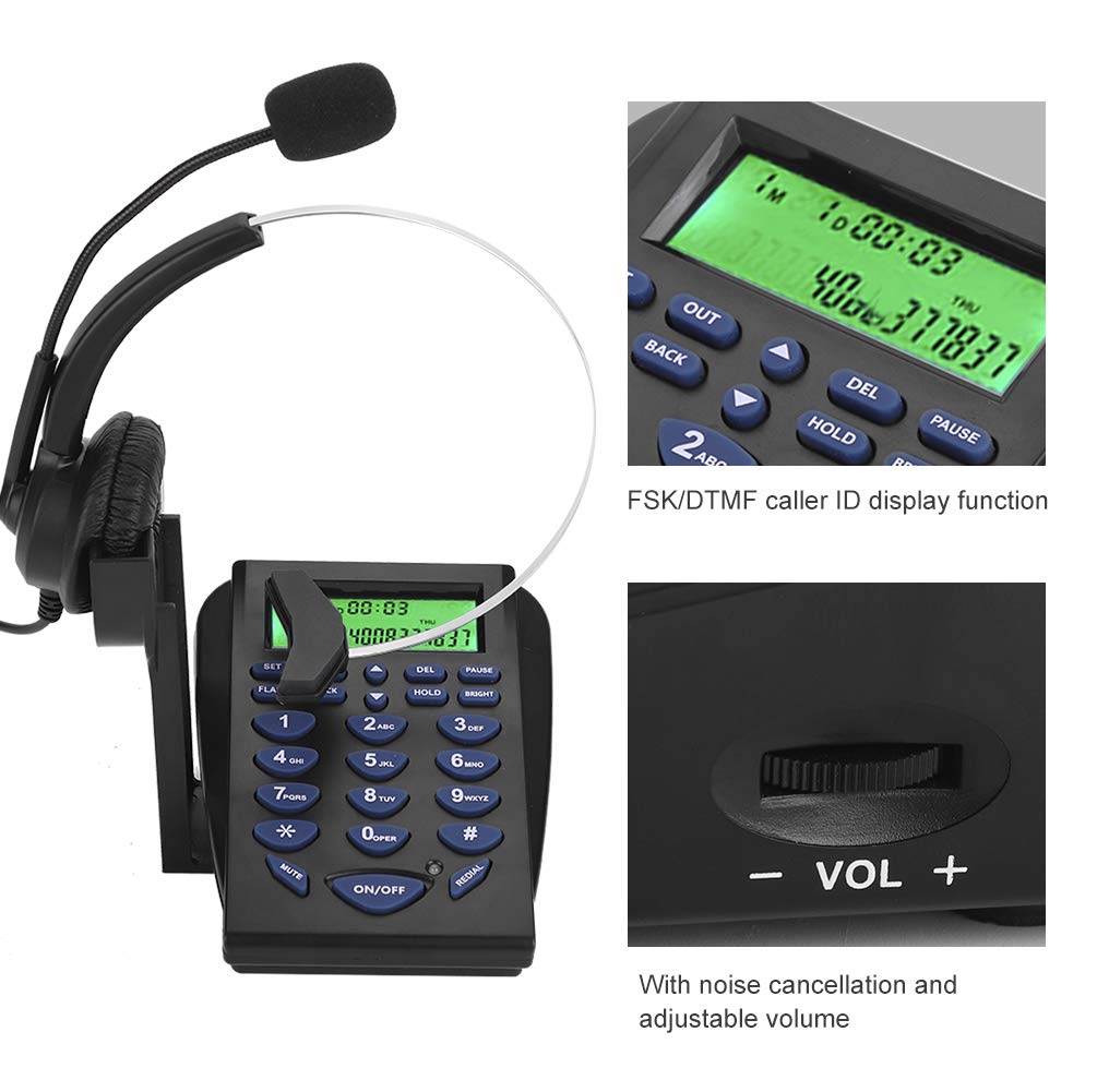 Professional Call Center Dialpad - Multi-Functional Business Phone with Noise Cancellation, DTMF Caller ID Display & Headset Bracket for Office Use | Ideal for Customer Service, Telemarketing & Remote Work