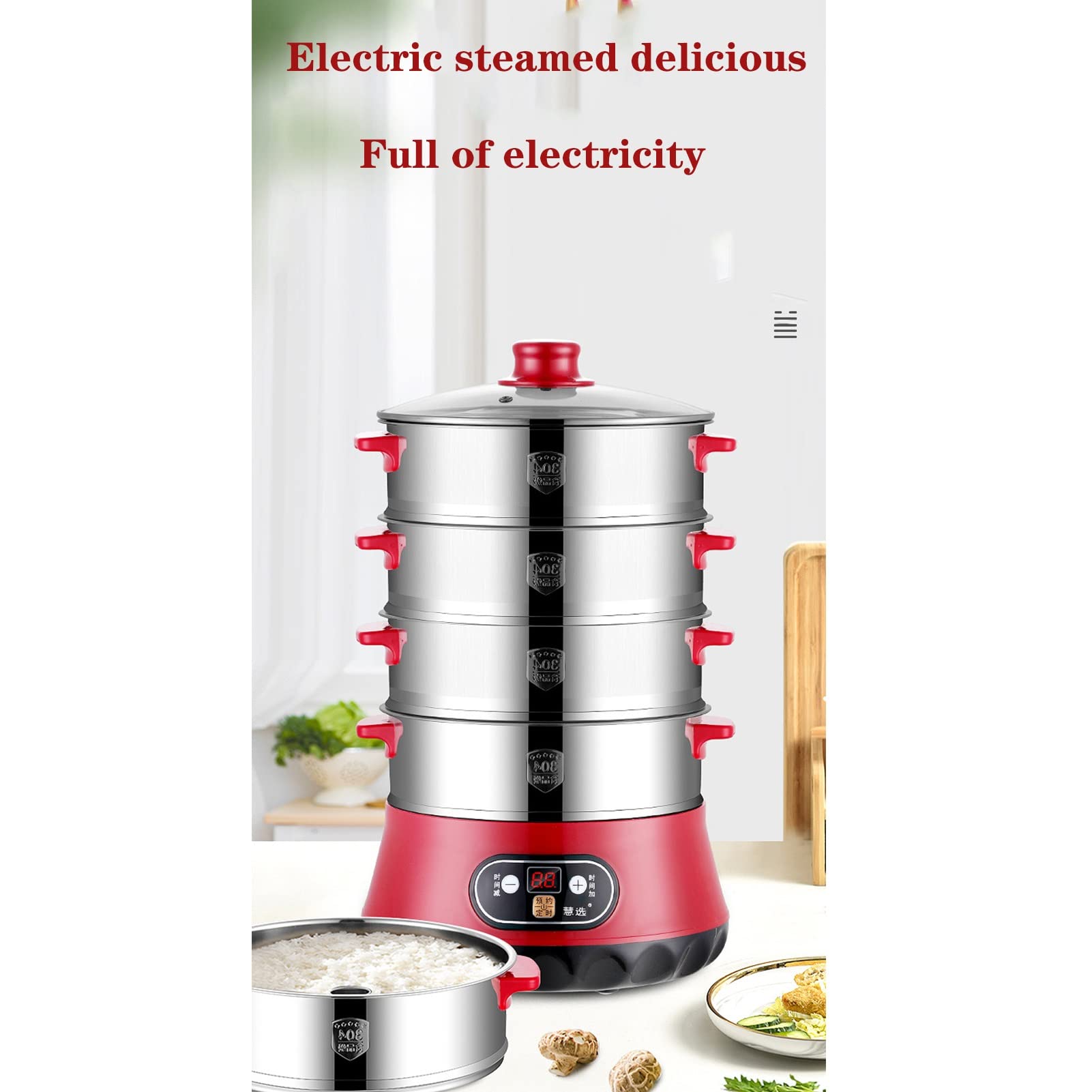 Electric Steamer for Home Use - 3-Tier Multi-Functional Kitchen Appliance for Healthy Cooking | Perfect for Steaming Vegetables, Dumplings & Seafood | Ideal for Small Kitchens & Meal Prep