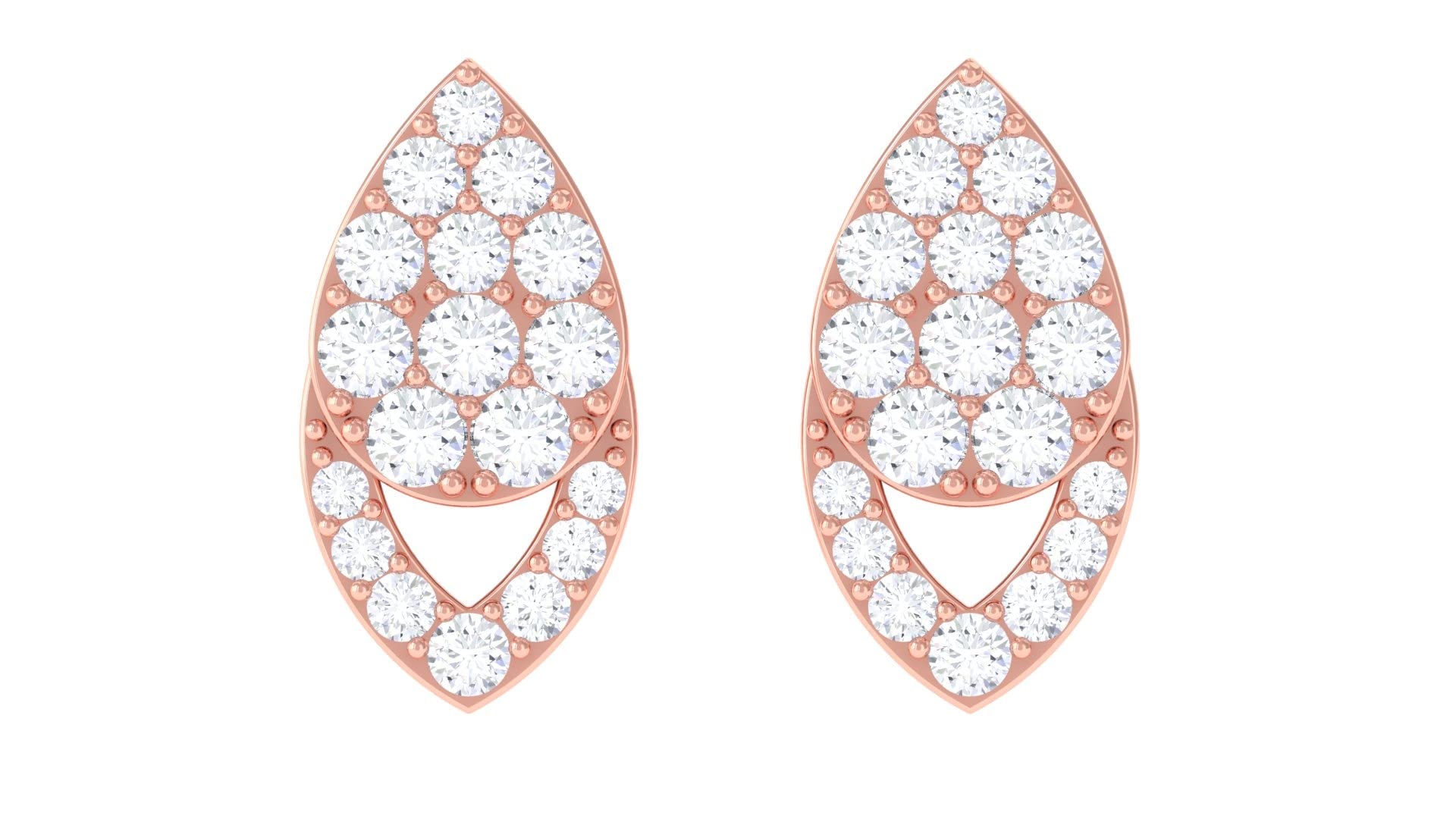 Pear Shape Diamond Stud Earrings for Women - 14K Solid Gold Certified Minimalist Earrings | Perfect for Everyday Wear, Special Occasions & Gift Giving