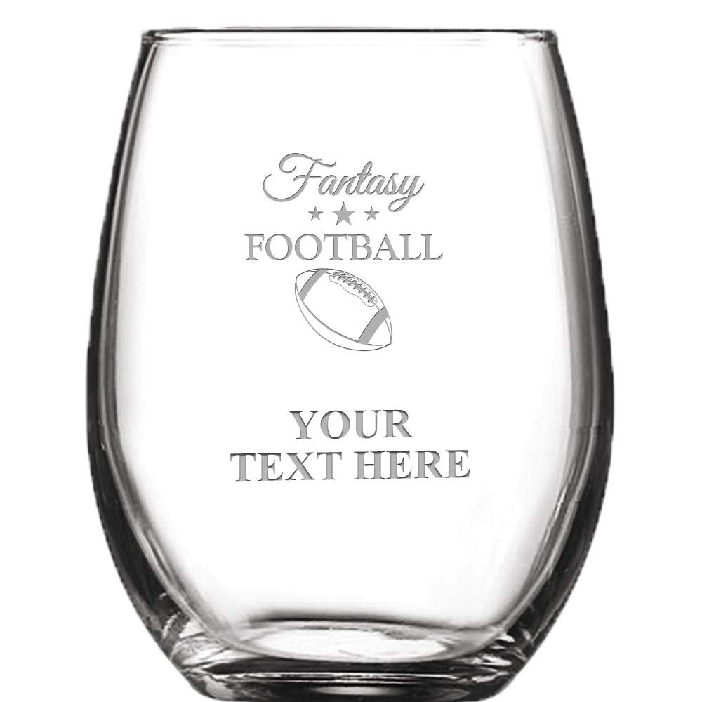 Personalized Fantasy Football Wine Glass - 8oz Stemless Custom Football Gift for Fans, Party Favors, Game Day Celebrations & Tailgating
