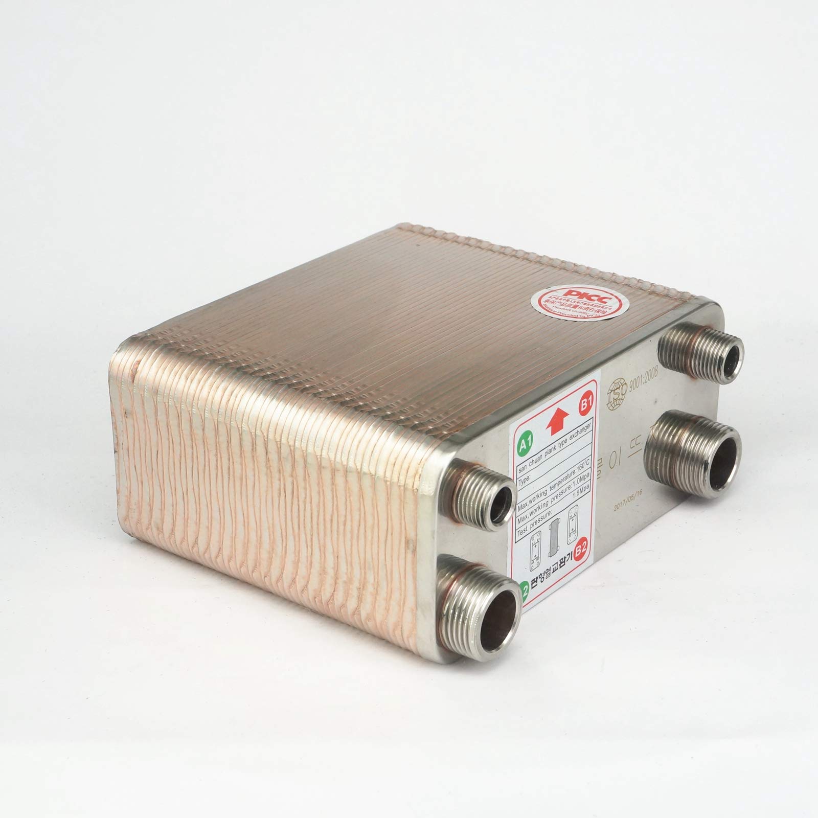 50 Plate Wort Chiller Cooler - SUS 304 Stainless Steel Heat Exchanger for Home Brewing Beer & Wine Making - Perfect for Craft Breweries & DIY Fermentation Projects