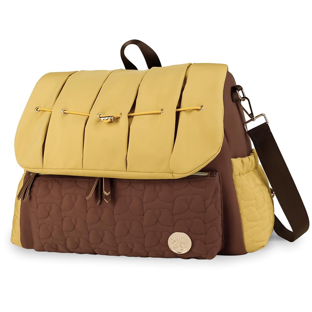 MOMIGO Large Baby Diaper Backpack - Multifunctional Travel Diaper Bag for Moms with Portable Changing Pad, Waterproof & Spacious (Brown) | Perfect for Daycare, Travel, and On-the-Go Parenting