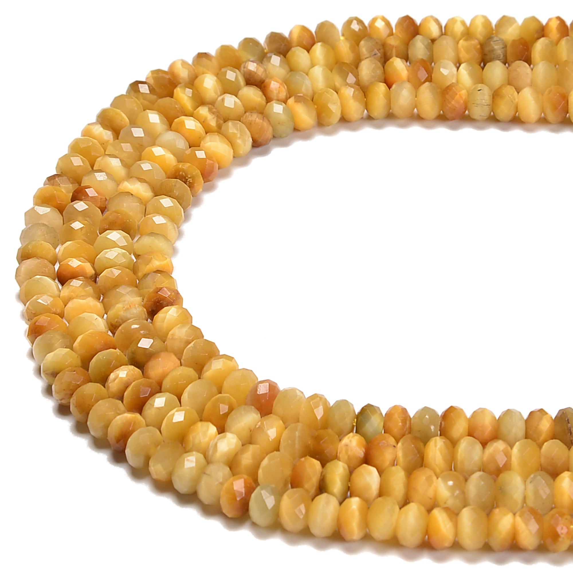 Golden Tiger Eye Faceted Rondelle Beads 4x6mm - 15.5 Inch Strand for Jewelry Making, Bracelets & Necklaces - Healing Crystal Beads for DIY Craft & Spiritual Energy