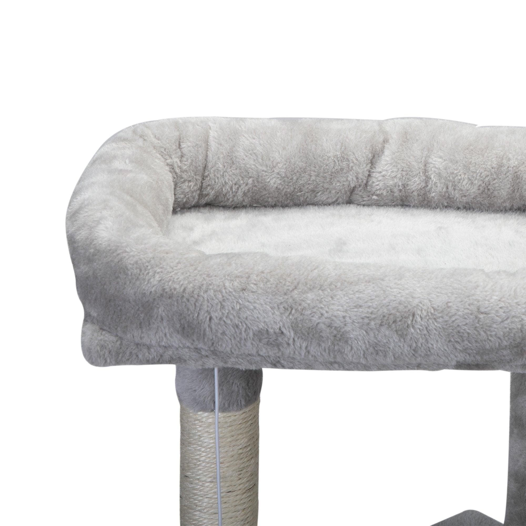 2-Tier Cat Tree with Scratching Posts - Light Gray Cat Tower for Kittens & Cats - Perfect for Play, Climbing & Scratching in Home or Office