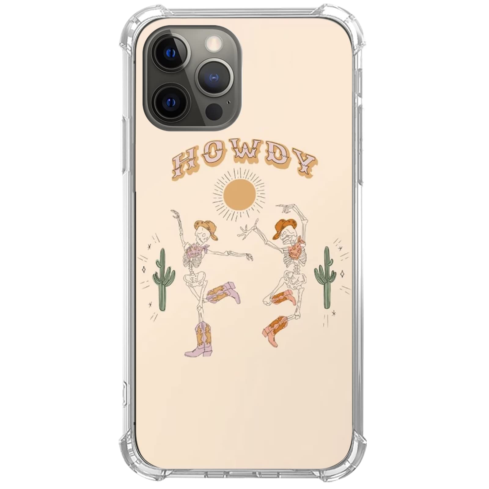 Skull with Cowboy Hats iPhone 11 Pro Max Case | Trendy Howdy Dancing Skull Design | Durable TPU Bumper Cover | Perfect for Western Fans & Country Music Lovers