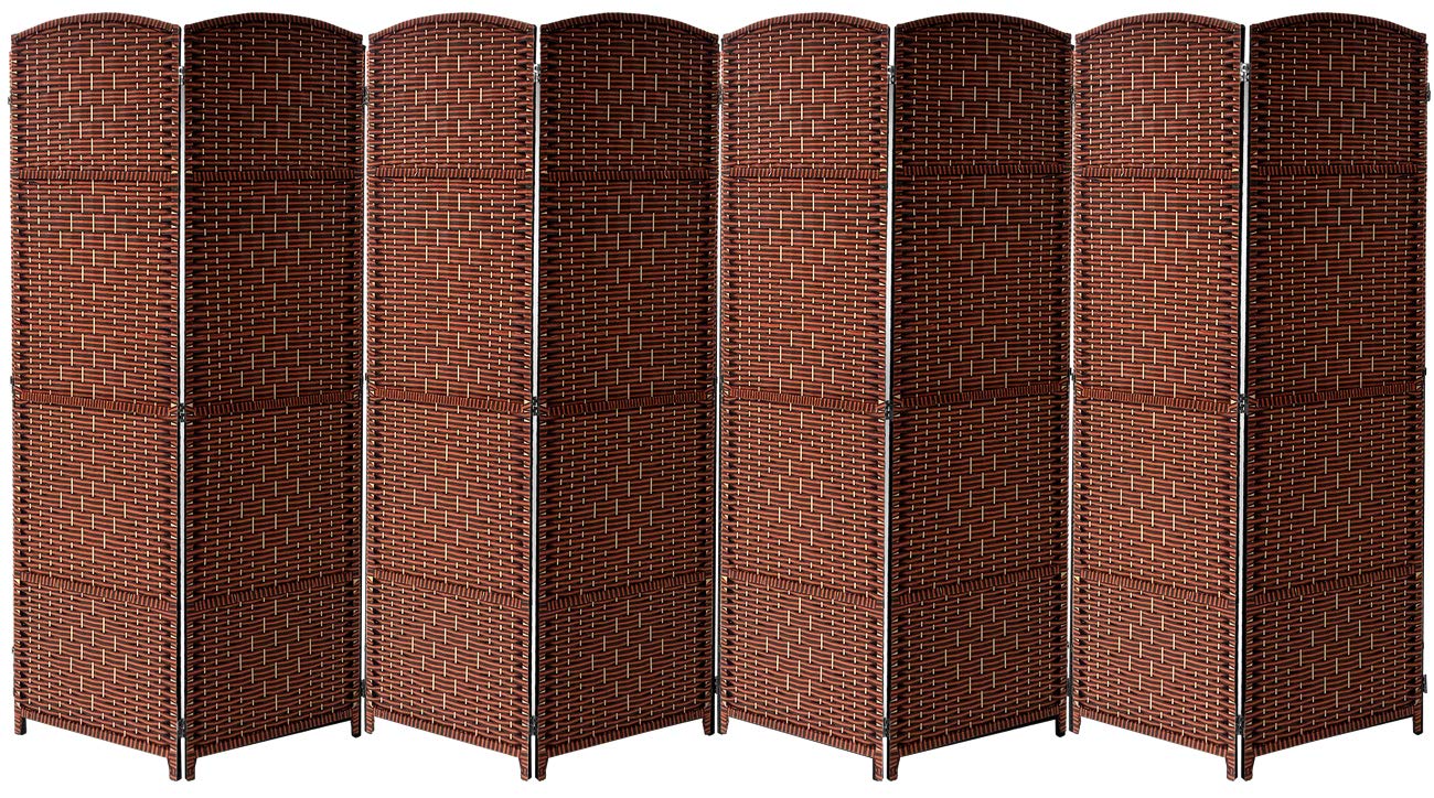 Sorbus 6 ft Tall Extra Wide Foldable Room Divider Privacy Screen - 8 Panel Double Hinged Partition Wall Divider with Diamond Double-Weave Design (Espresso Rust) - Perfect for Home Office, Bedroom Privacy, Studio Divider & Event Spaces