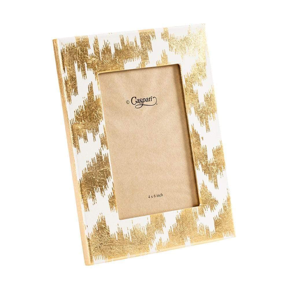 Elegant Caspari Lacquer 4x6 Picture Frame in Modern Gold Moire - Perfect for Home Decor, Office Display & Gift Giving