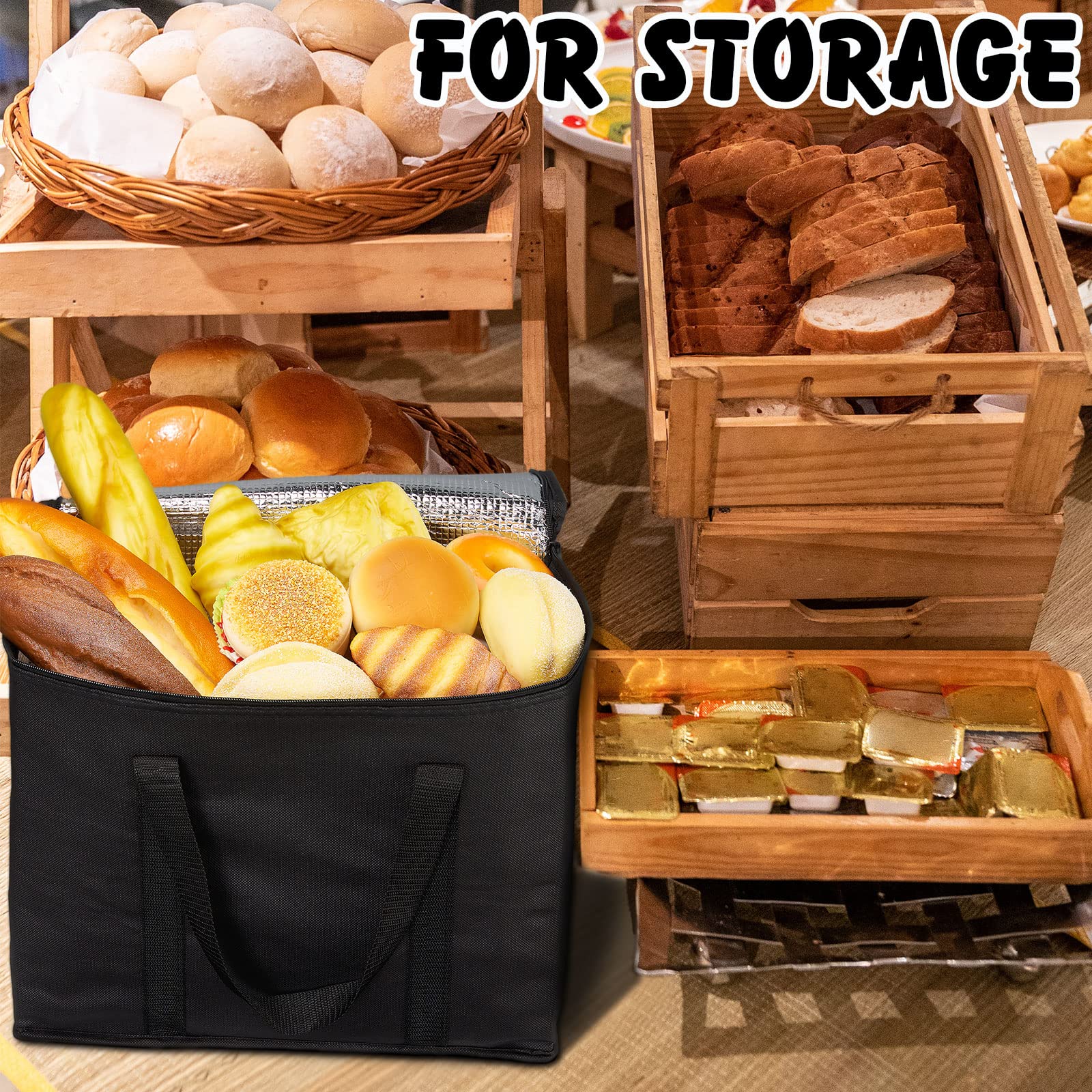Honeydak 10 Pack Insulated Reusable Grocery Bags with Zipper & Handles - 40 x 22 x 33 cm Thermal Shopping Bags for Groceries, Food Delivery, Picnics & Camping