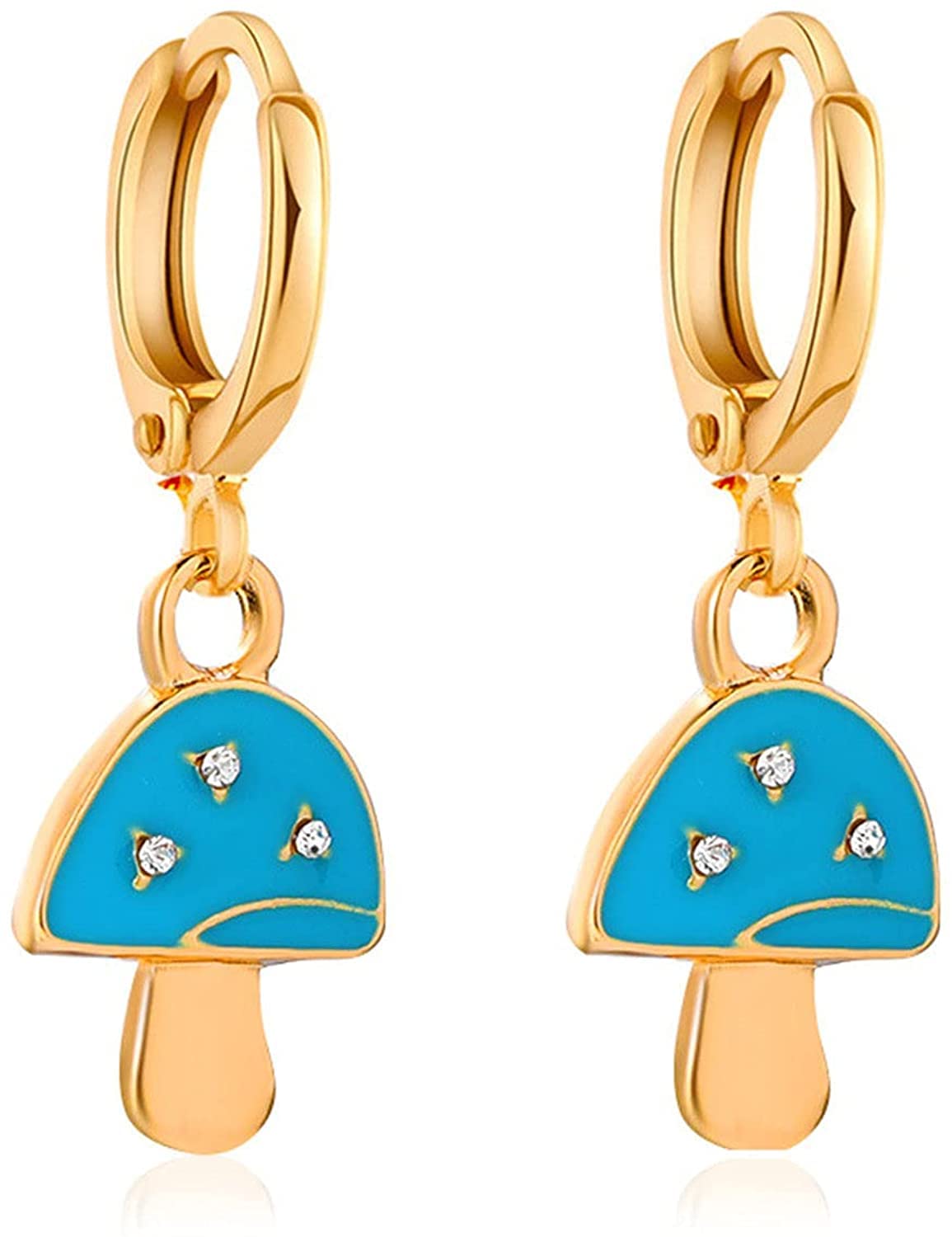Sparkling Mushroom Shape Rhinestone Drop Earrings - Alloy Pierced Clip-On Earrings for Women - Bright Color Fashion Jewelry Accessories - Perfect for Parties, Weddings & Date Nights