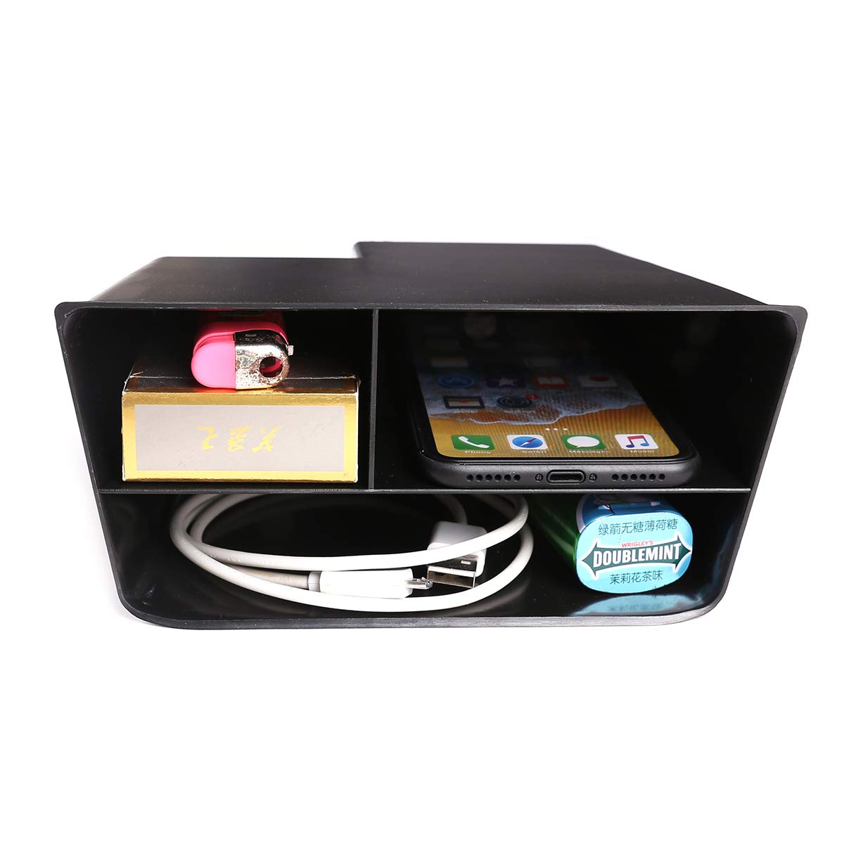 VW Polo 2018 2019 Plus GTI Car Center Console Organizer - Plastic Storage Box & Phone Holder Accessories for Enhanced Car Organization & Convenience - Perfect for Road Trips, Commuting & Daily Driving