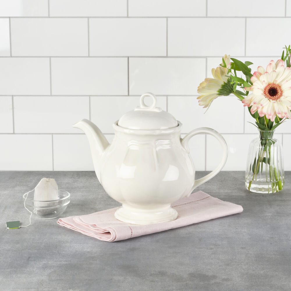 French Countryside® Elegant Tea Server Set - Porcelain Tea Pot with Infuser & Cups - Perfect for Afternoon Tea, Bridal Showers & Gifts