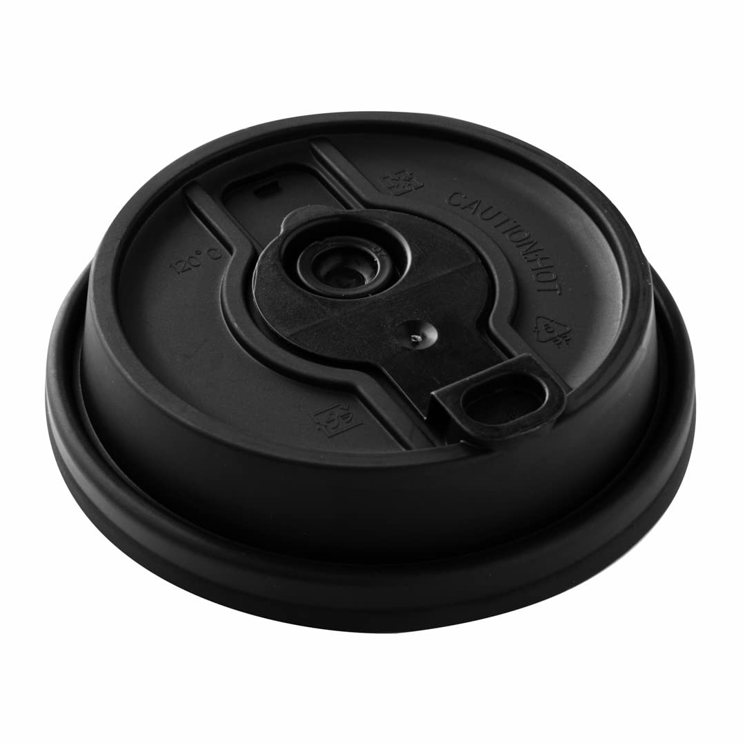 Restpresso Disposable Double Plug Paper Cup Lids for 8, 12, 16 & 20-OZ Coffee Cups - 500 Pack Black Plastic Lids with Straw Slot (Cups Sold Separately) - Perfect for Coffee Shops, Cafes & Takeout Restaurants