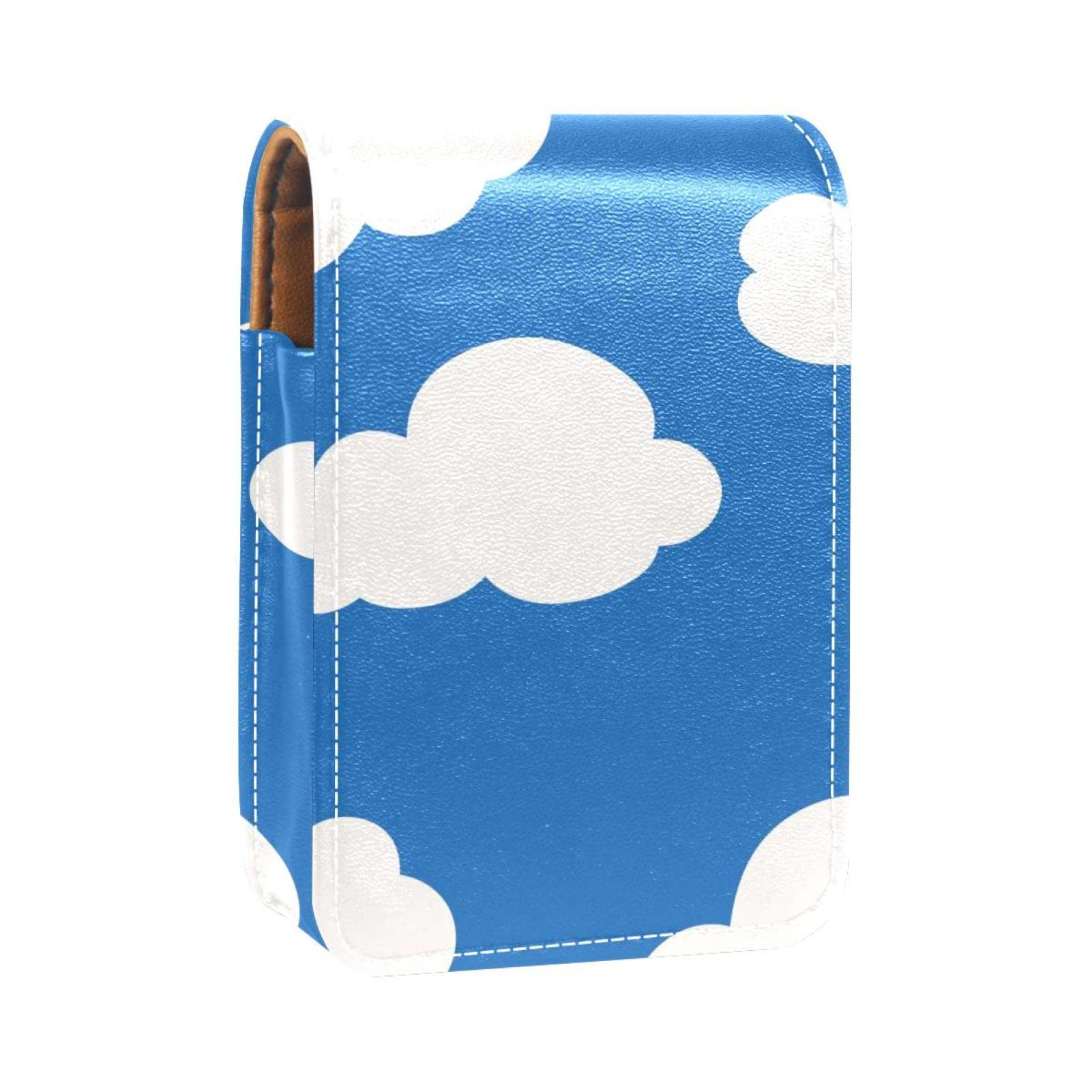 Personalized Lipstick Case - Portable Makeup Bag & Cosmetic Pouch Organizer with White Cloud Blue Background - Perfect for Travel, Daily Use & Gift Giving