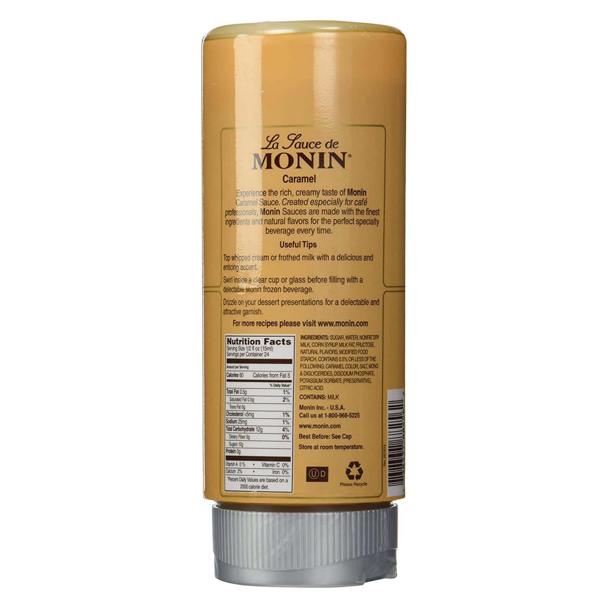 Monin Gourmet Caramel Sauce - Rich & Buttery Gluten-Free Non-GMO Dessert Topping (12oz) | Perfect for Coffee, Ice Cream, Pancakes & Baking