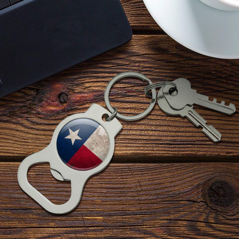 Vintage Rustic Texas State Flag Keychain with Bottle Opener - Distressed USA Patriotic Gift for Men, Women, Travel & Outdoor Adventures