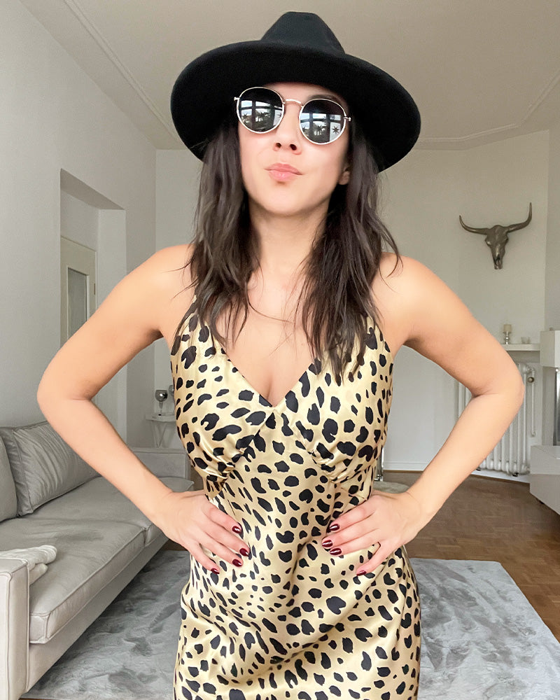 Leopard Print Maxi Silk Dresses for Women - Elegant Long Sleeve Flowy Boho Dress for Party, Wedding & Special Occasions