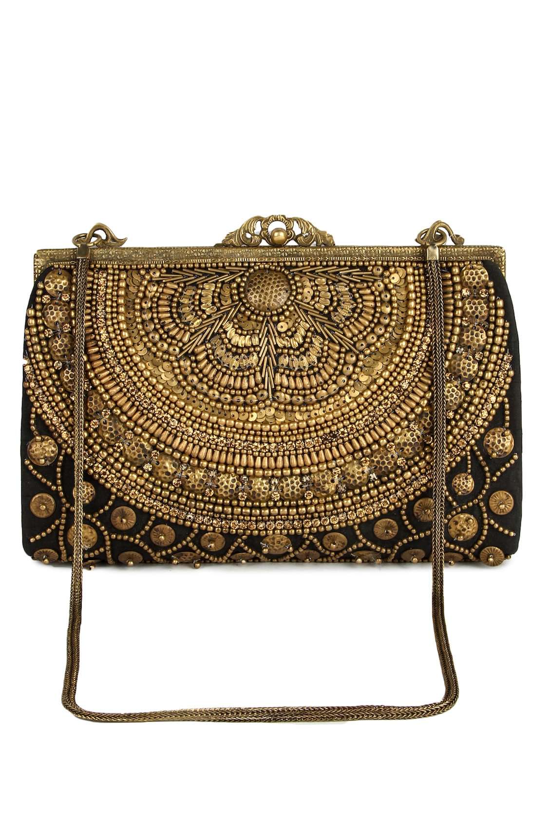 Stylish Ava Black & Gold Brass Frame Handbag for Women - Elegant Evening Clutch for Parties, Weddings & Special Occasions