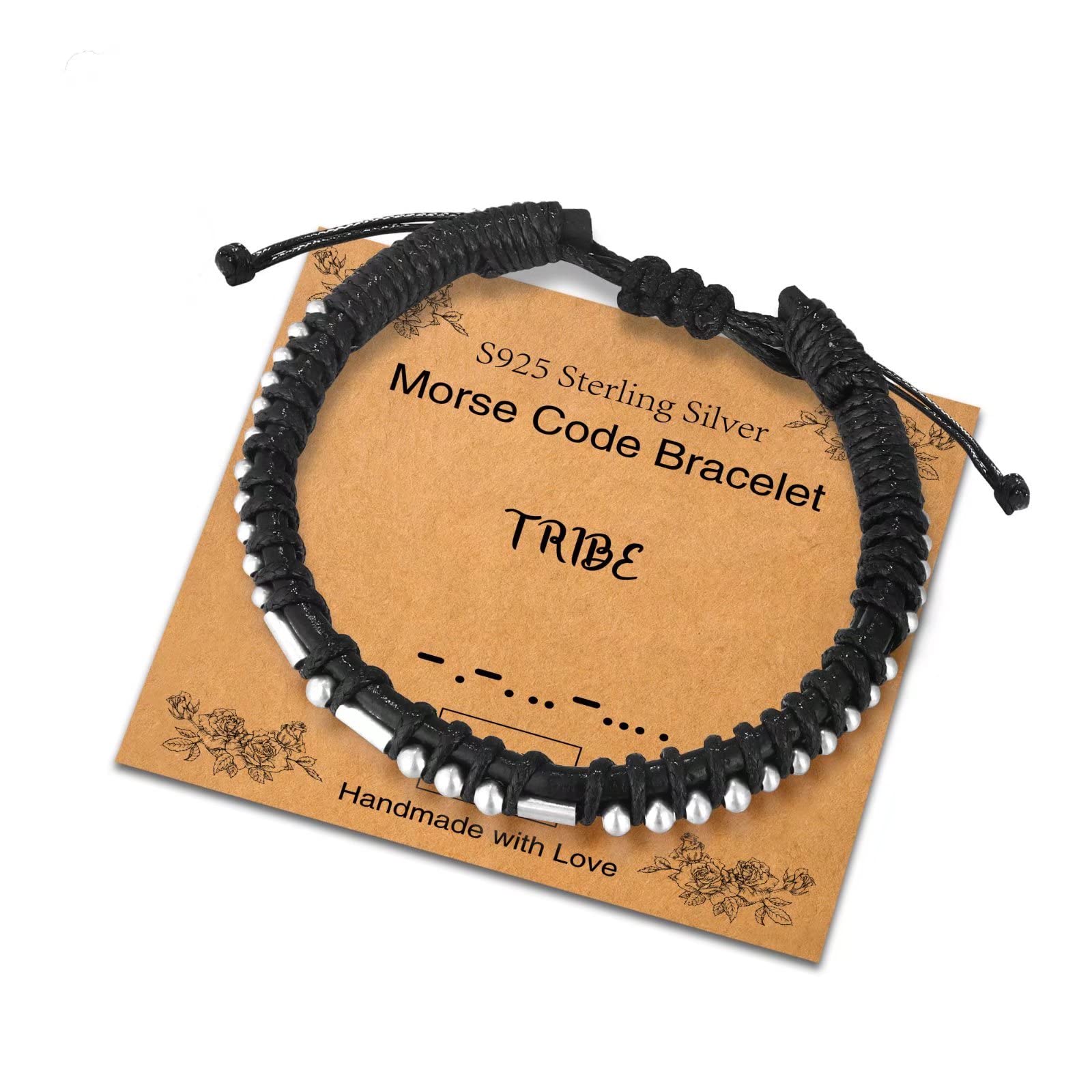Sterling Silver Morse Code Bracelet for Women & Men - Adjustable Leather Cuff with Inspirational Message - Unique Friendship & Birthday Gift Jewelry for Everyday Wear, Special Occasions & Meaningful Gifting