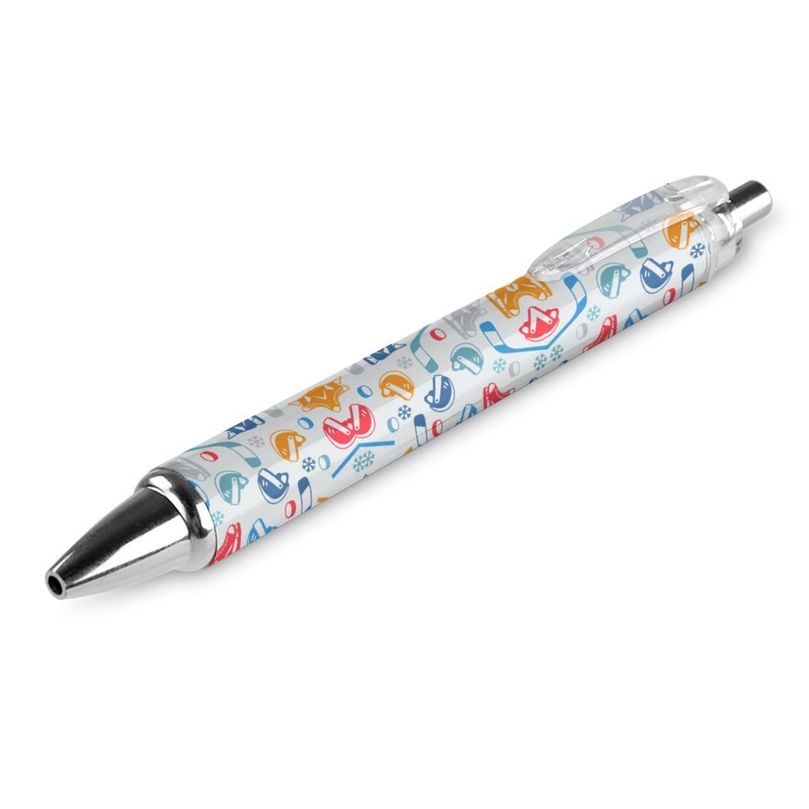 Retractable 0.5mm Fine Point Gel Pen - Black Ink Hockey Skating Ballpoint Pens for Office, School & Gift Giving | Perfect for Writing, Note Taking & Sports Enthusiasts