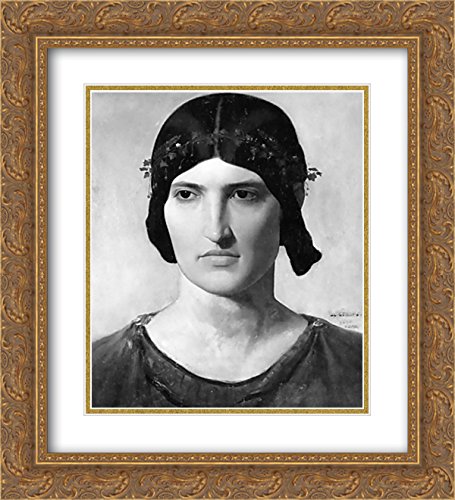 Portrait of a Roman Woman - 20x22 Gold Ornate Framed Museum Art Print by Jean Leon Gerome | Classic Home Decor, Office Wall Art, Gift for Art Lovers