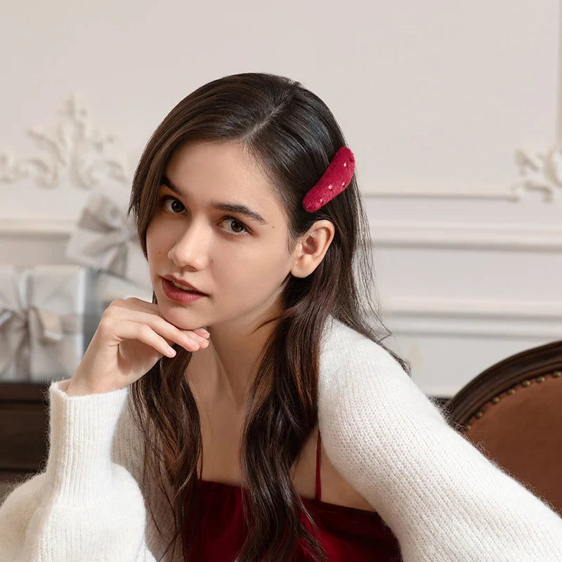 Felicia Crimson Radiance Snap Clip Hair Accessory - Shimmering Red Hair Clips for Women & Girls - Perfect for Parties, Weddings & Everyday Styling
