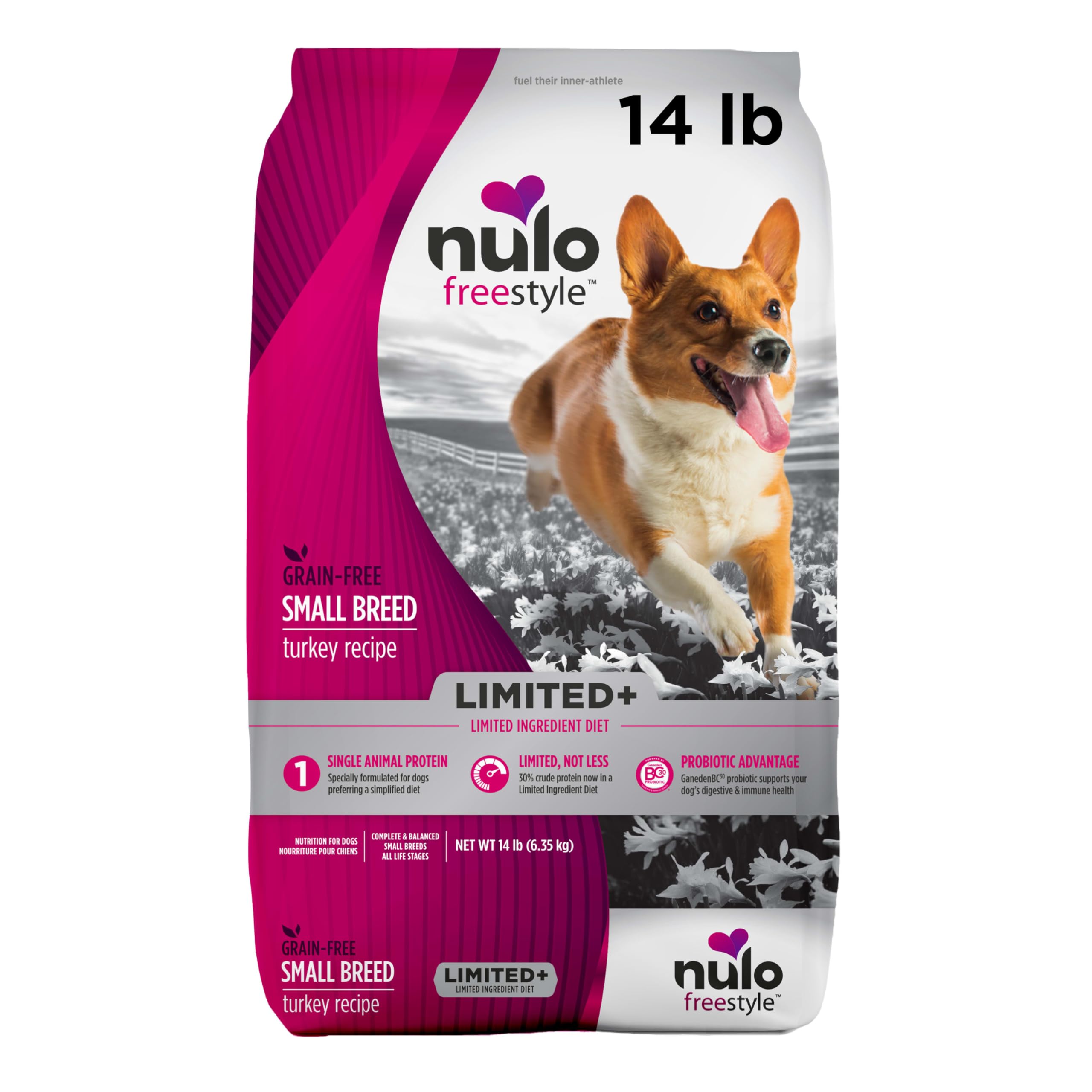 Nulo Freestyle Limited Ingredient Small Breed Dog Food - High-Protein Grain-Free Turkey Recipe Dry Food for Adult Dogs & Puppies with Sensitive Stomachs - Single Animal Protein Source - 14 lb Bag - Perfect for Sensitive Digestion & Allergies Relief
